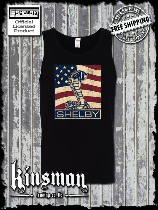 Carroll Shelby Cobra US Flag Logo Tank Top T-Shirt