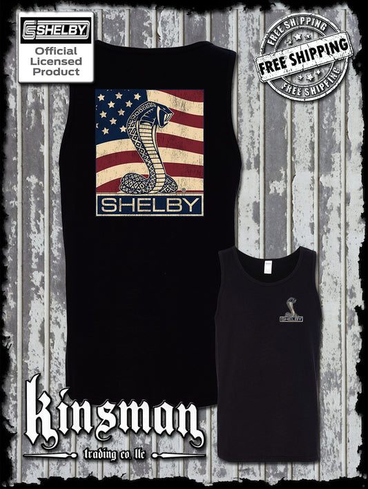 Carroll Shelby Cobra US Flag Logo 2-Sided Tank Top T-Shirt