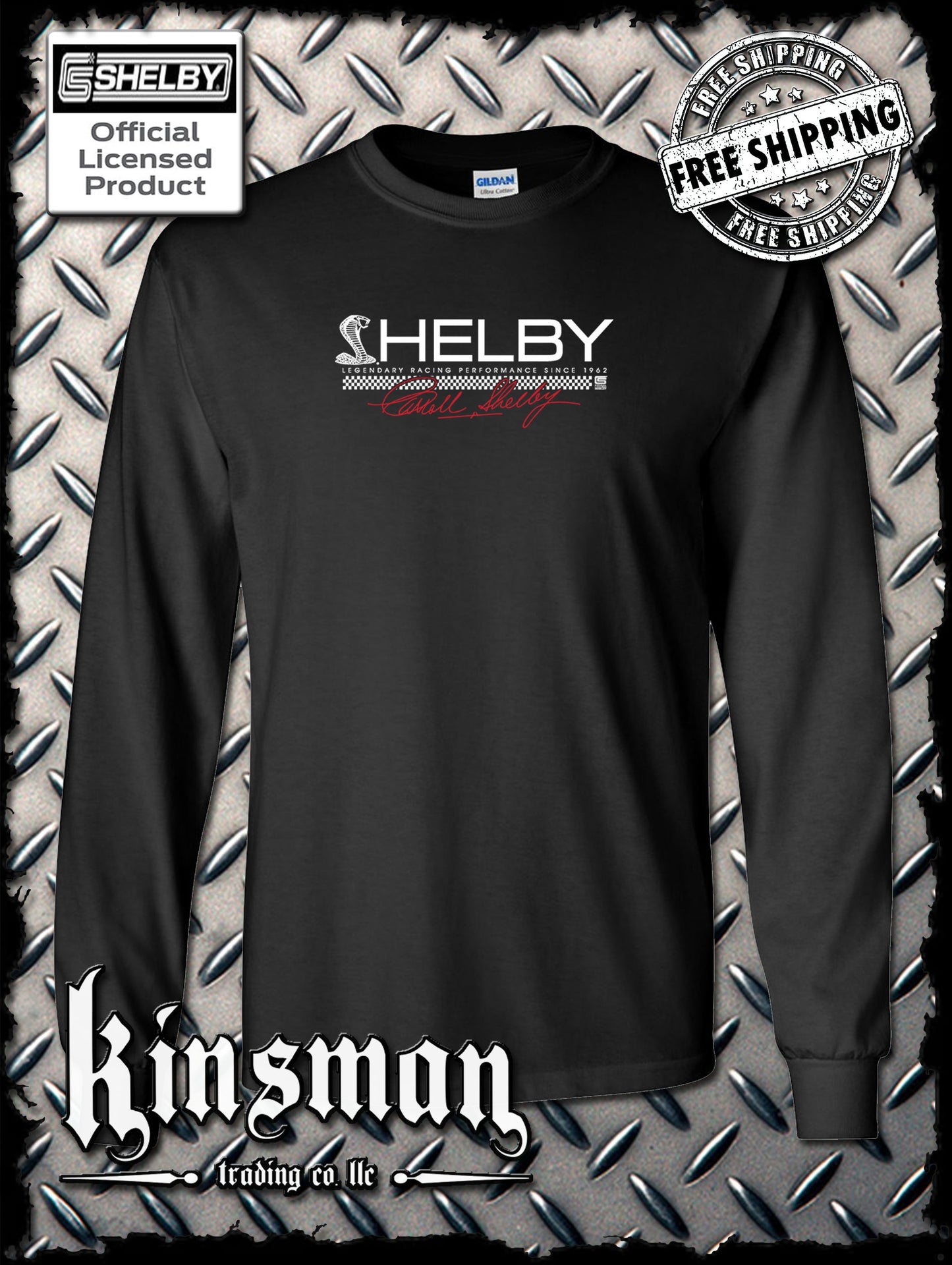 Carroll Shelby Cobra Strip Logo Long Sleeve T-Shirt