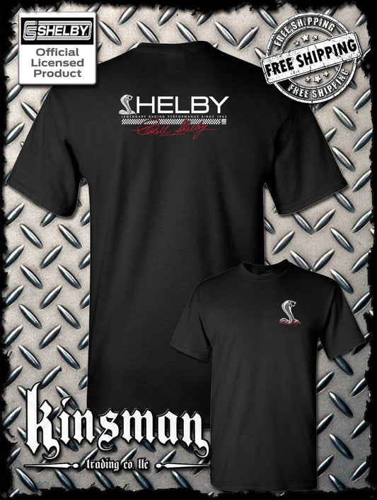 Carroll Shelby Cobra Strip Logo 2-Sided T-Shirt