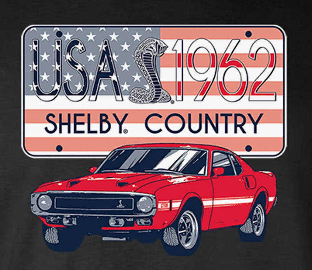 Carroll Shelby Country USA Flag 1962 License Plate Hoodie / Sweatshirt