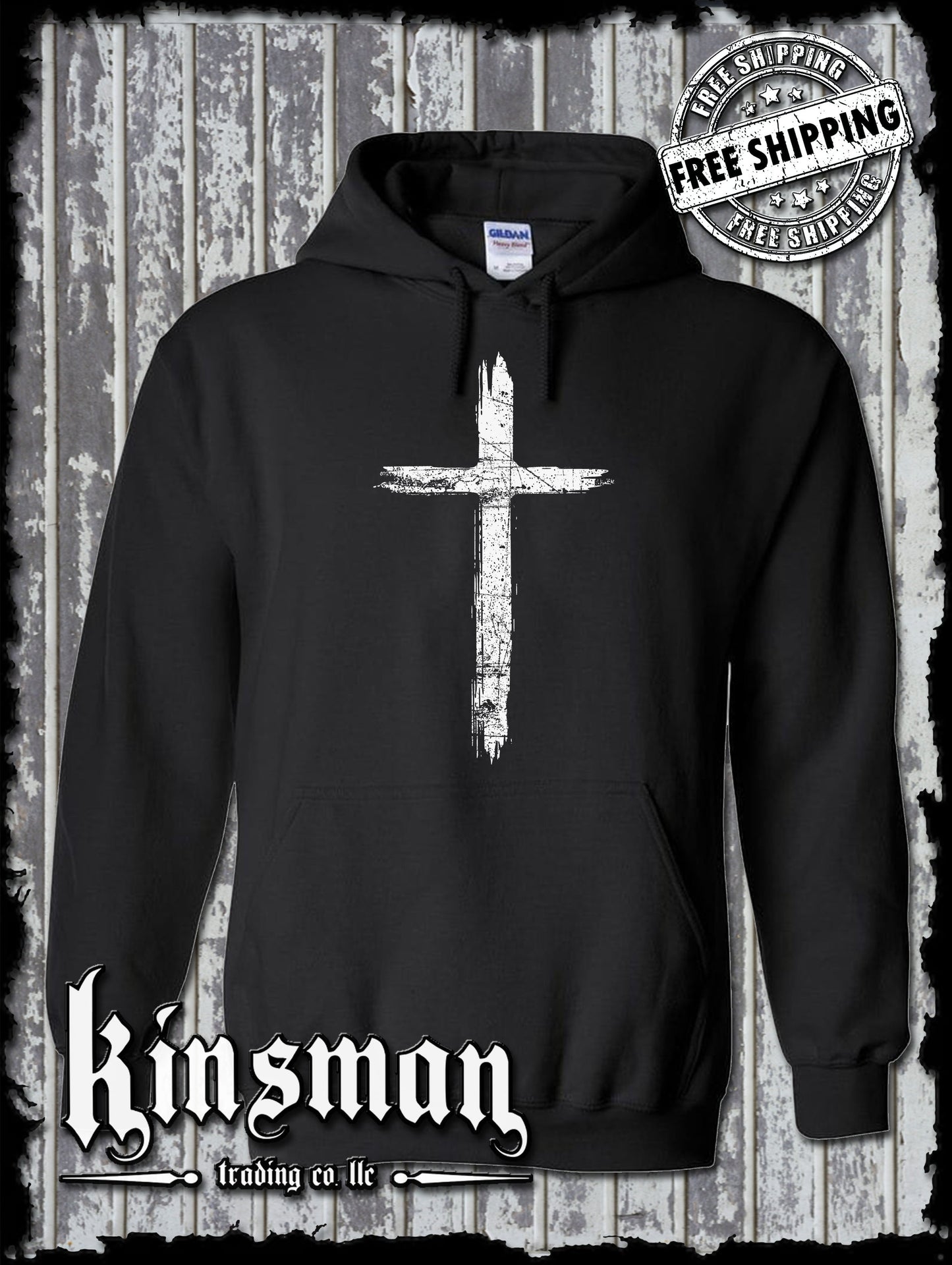 Cross Distressed Crucifix Hoodie / Sweatshirt - Catholic Christian Jesus God Faith