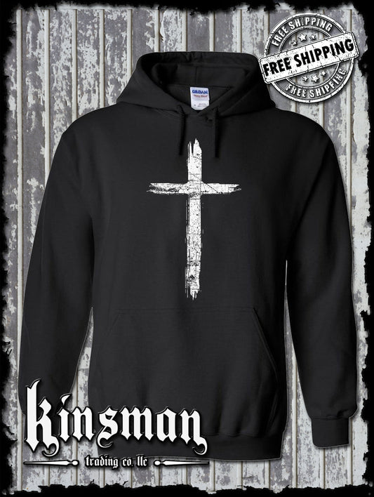 Cross Distressed Crucifix Hoodie / Sweatshirt - Catholic Christian Jesus God Faith