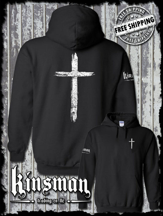 Cross Distressed Crucifix 2-Sided Hoodie / Sweatshirt - Catholic Christian Jesus God Faith
