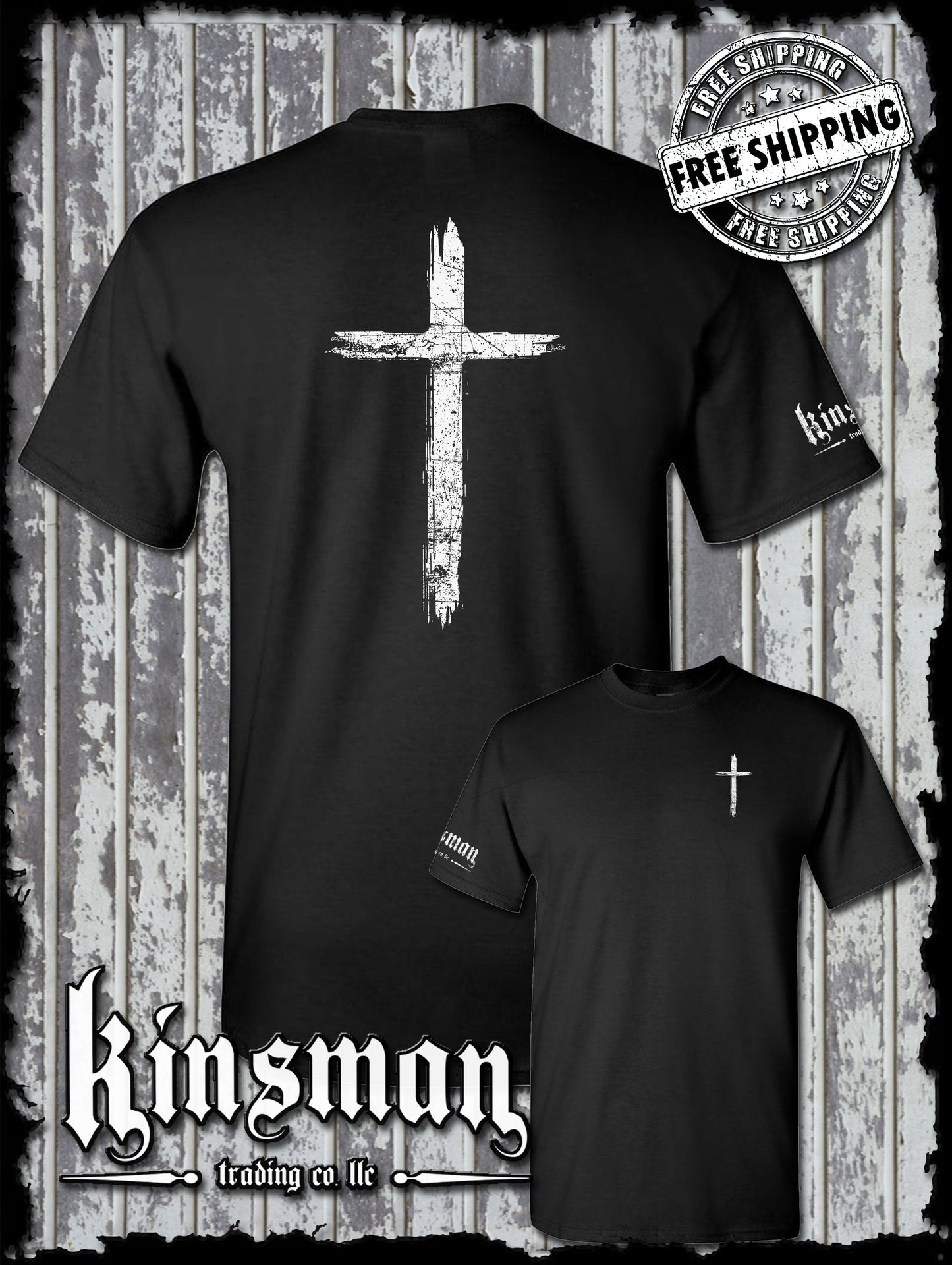 Cross Distressed Crucifix 2-Sided T-Shirt / Catholic Christian Jesus God Faith
