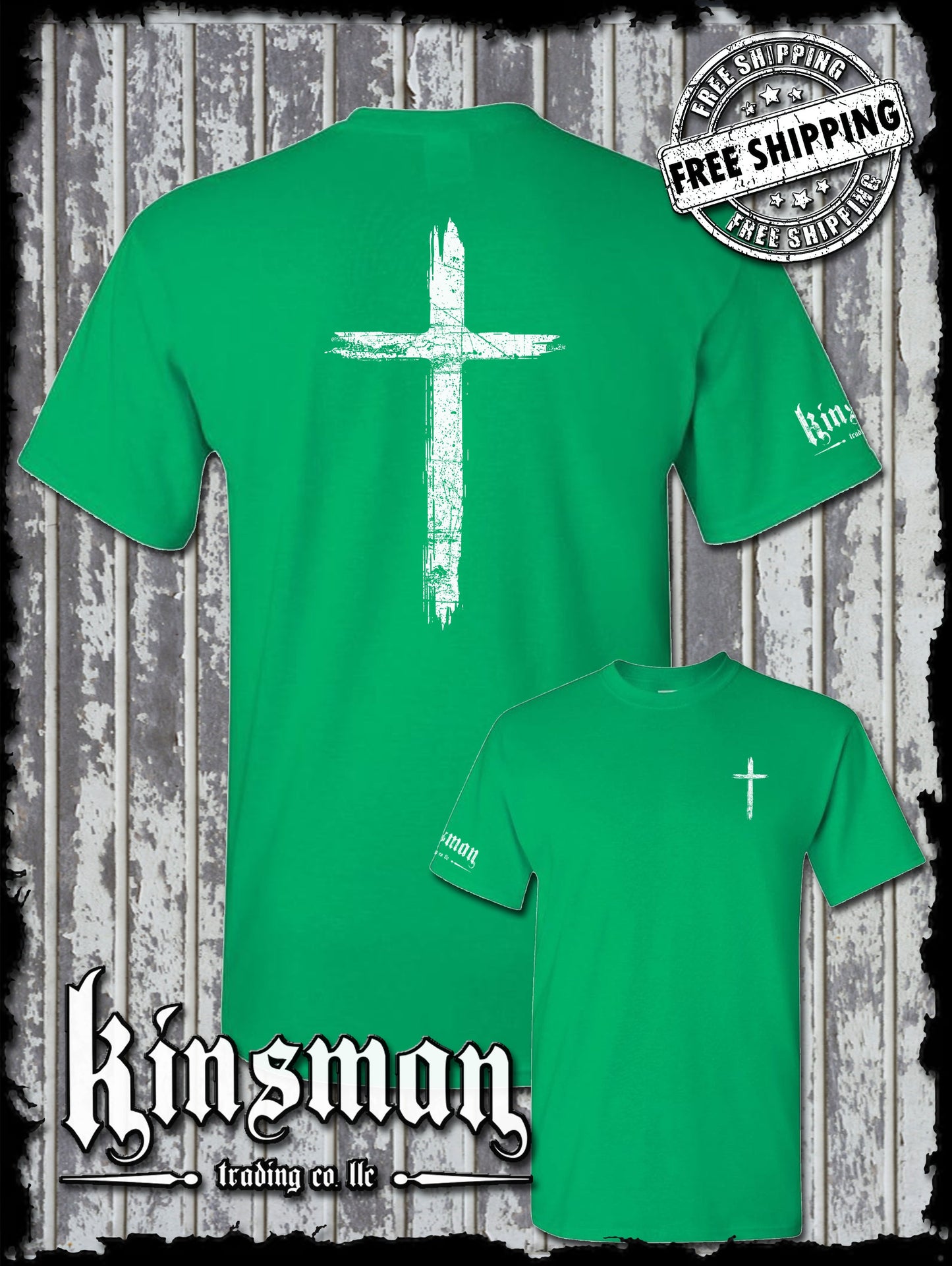 Cross Distressed Crucifix 2-Sided T-Shirt / Catholic Christian Jesus God Faith