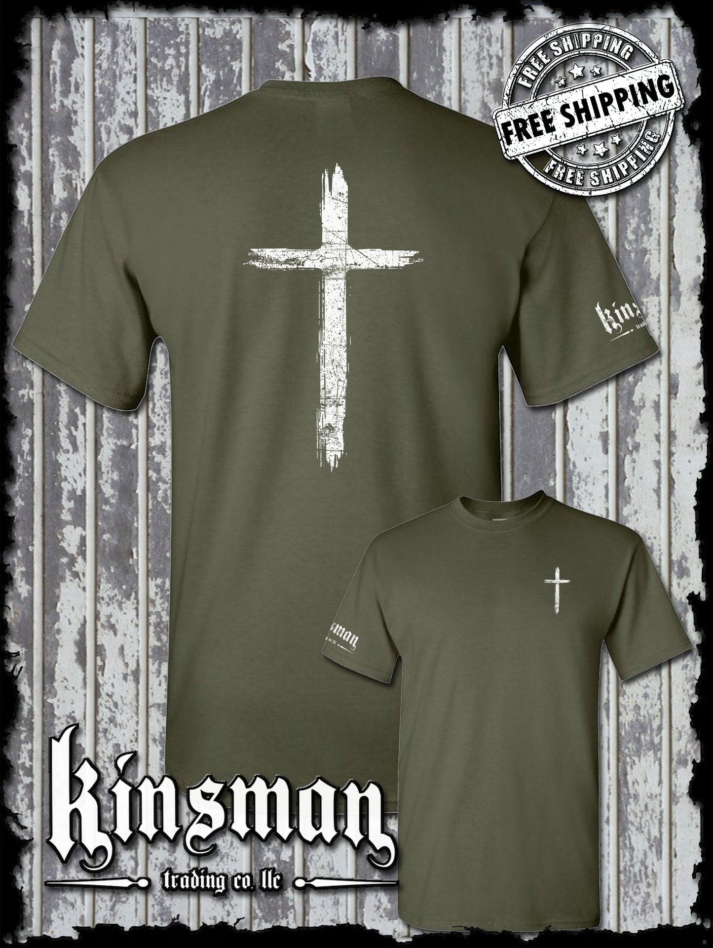 Cross Distressed Crucifix 2-Sided T-Shirt / Catholic Christian Jesus God Faith