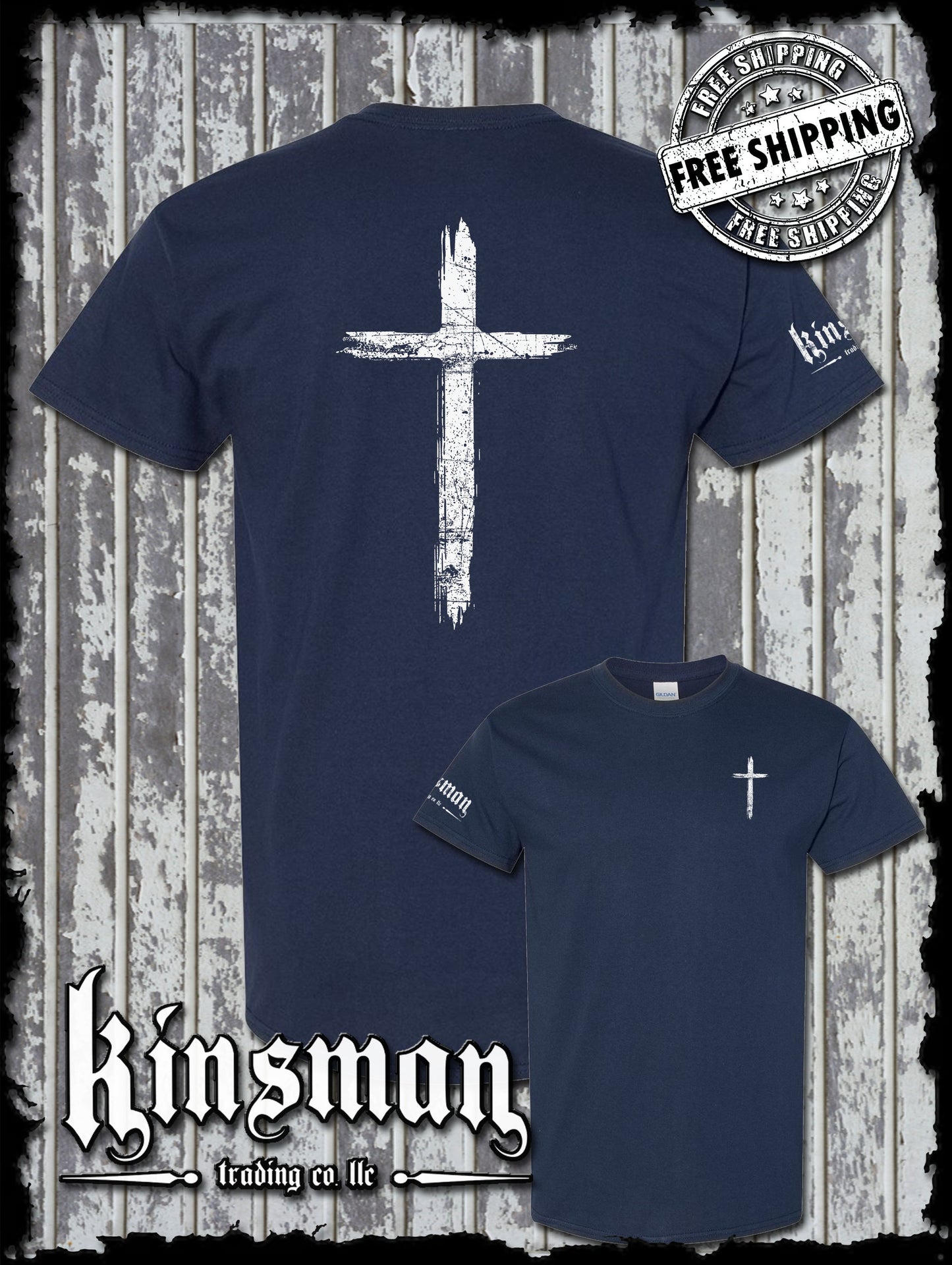 Cross Distressed Crucifix 2-Sided T-Shirt / Catholic Christian Jesus God Faith