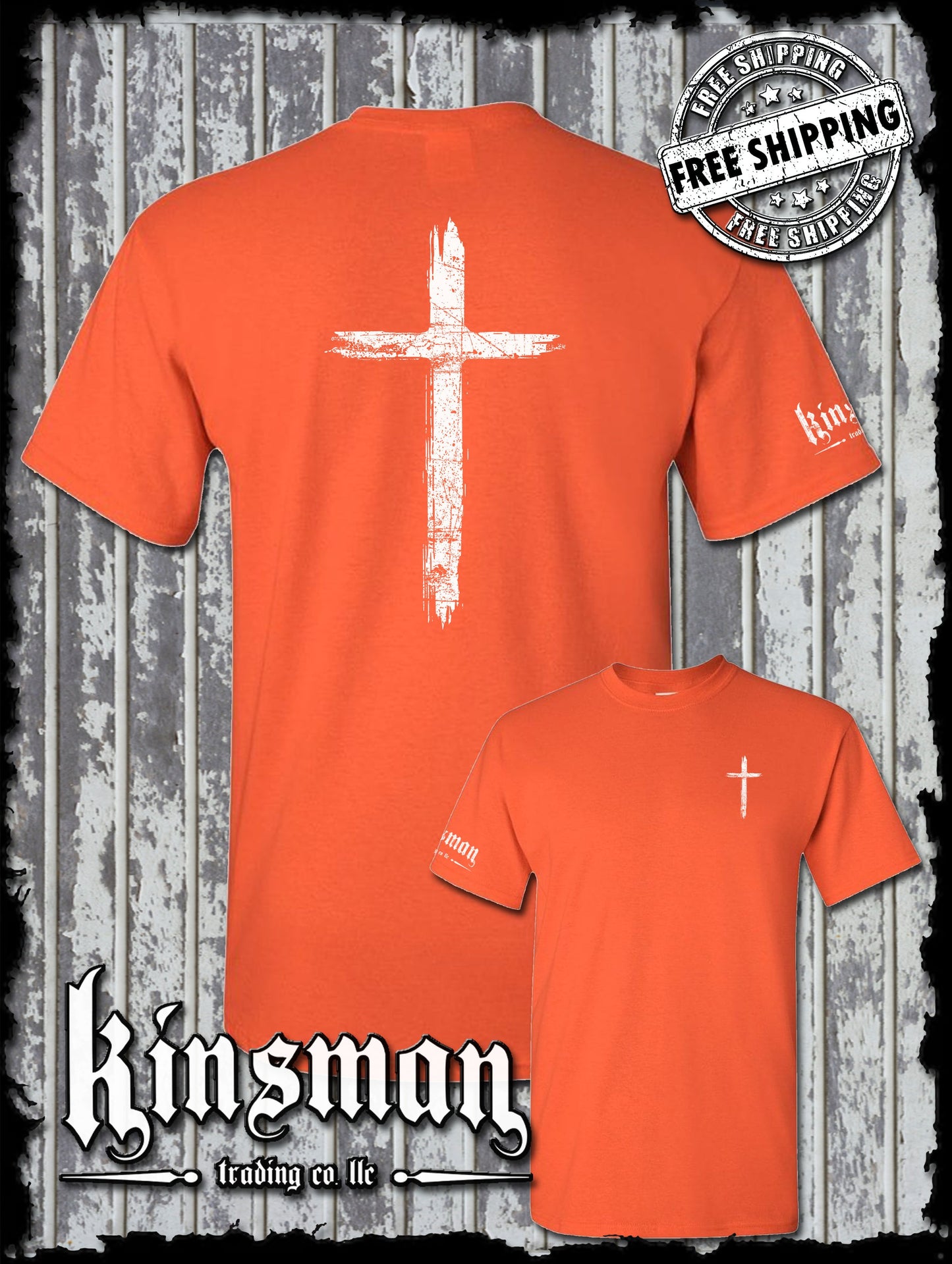 Cross Distressed Crucifix 2-Sided T-Shirt / Catholic Christian Jesus God Faith