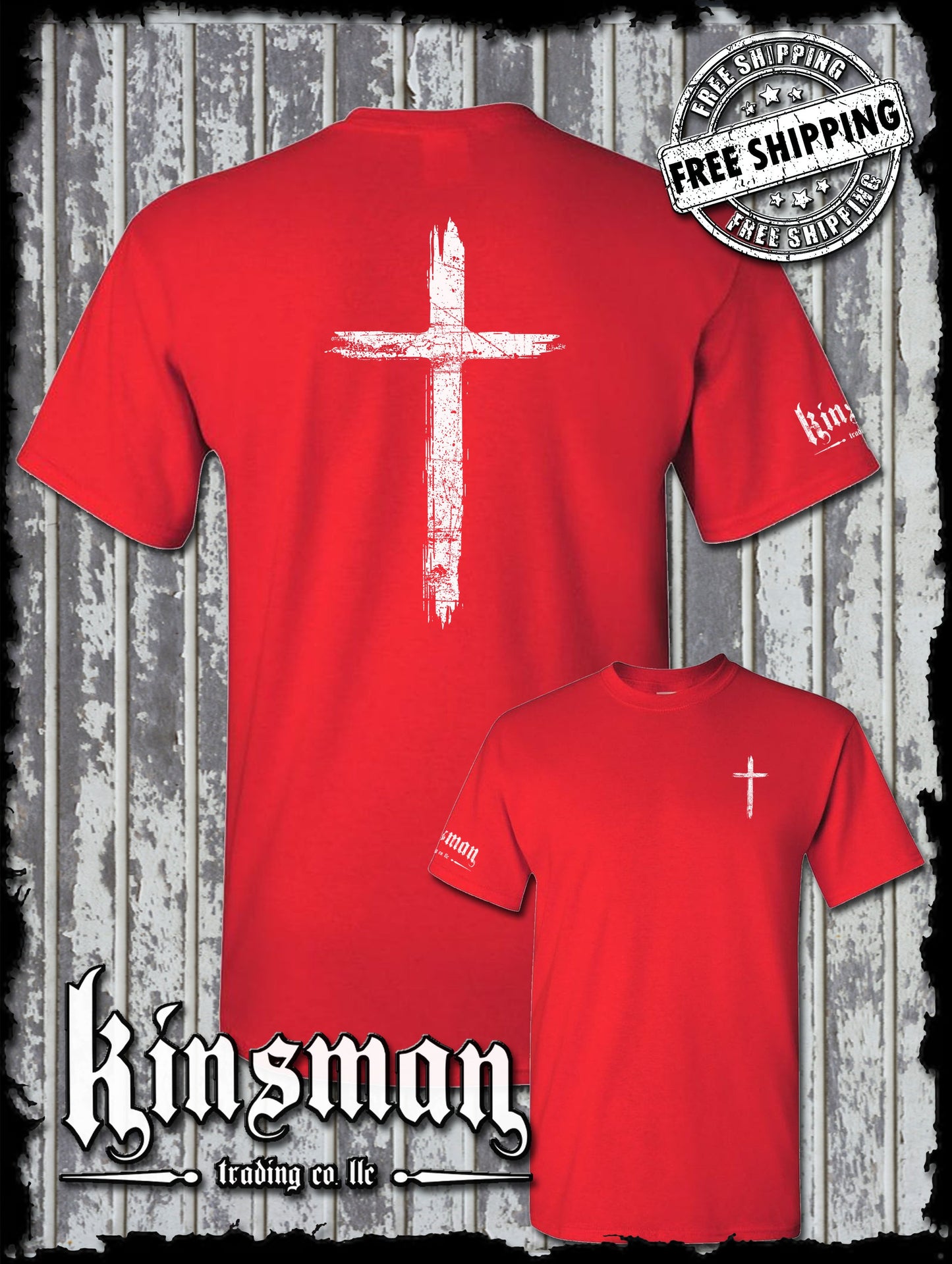 Cross Distressed Crucifix 2-Sided T-Shirt / Catholic Christian Jesus God Faith