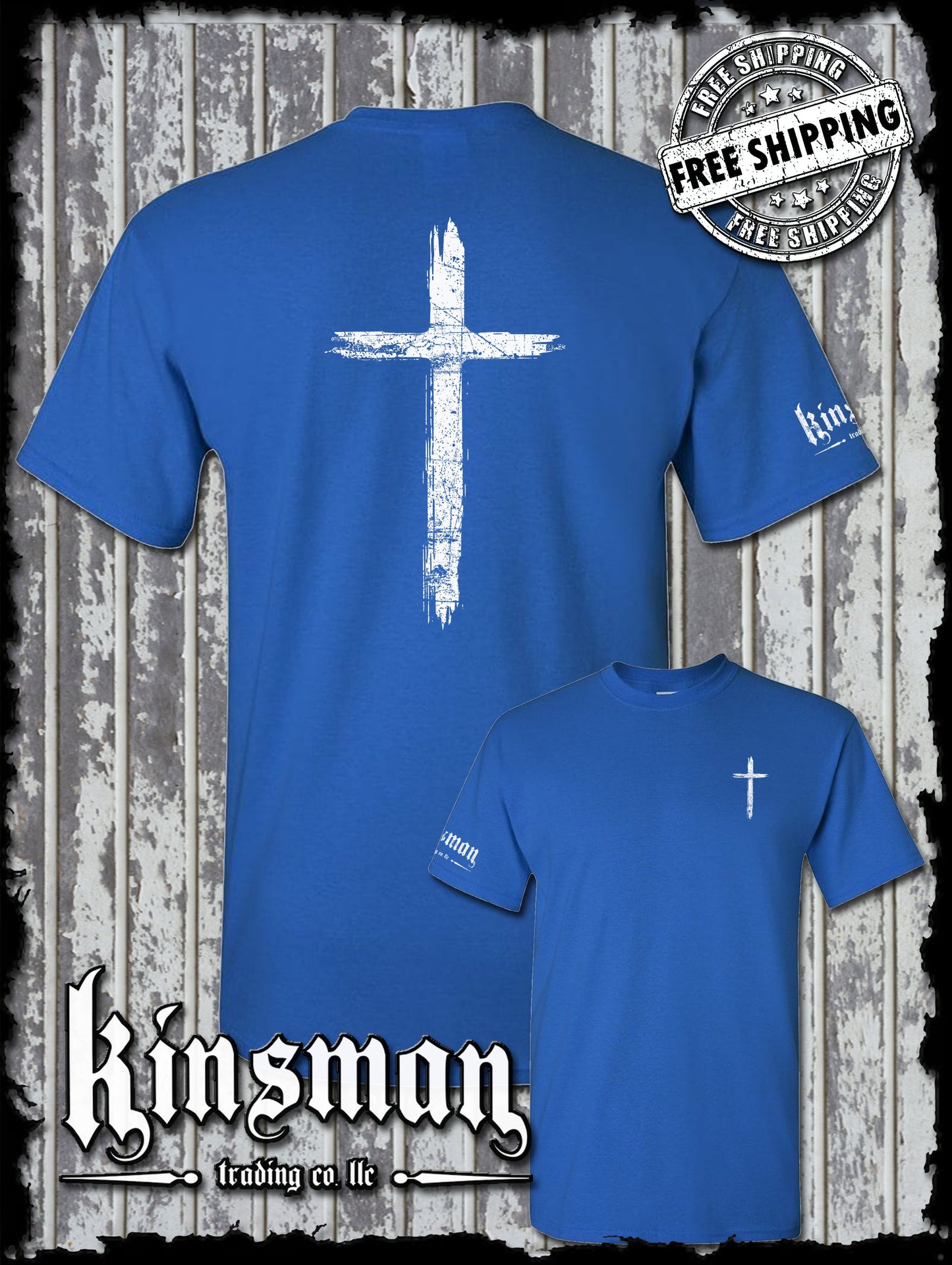 Cross Distressed Crucifix 2-Sided T-Shirt / Catholic Christian Jesus God Faith