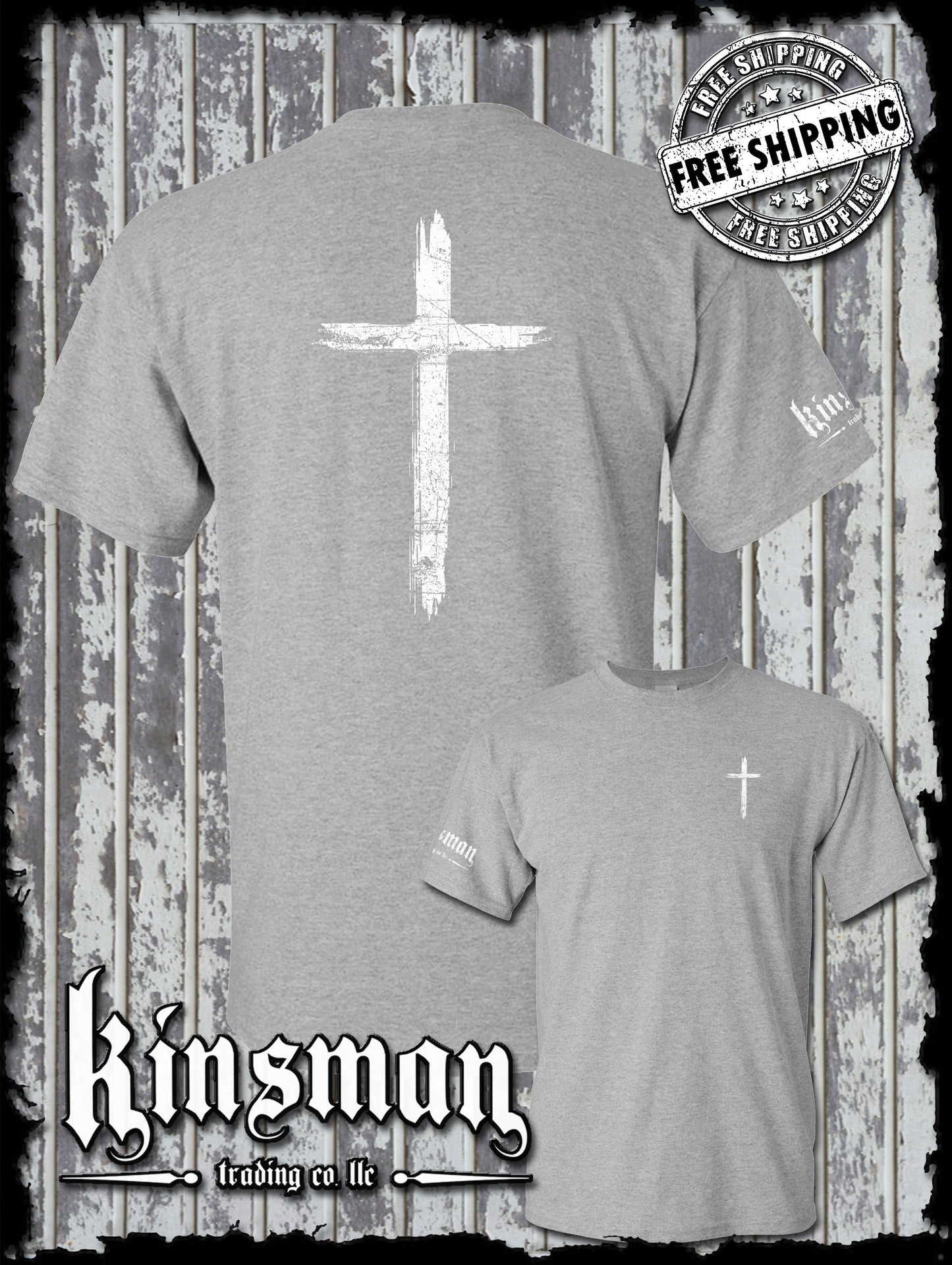 Cross Distressed Crucifix 2-Sided T-Shirt / Catholic Christian Jesus God Faith