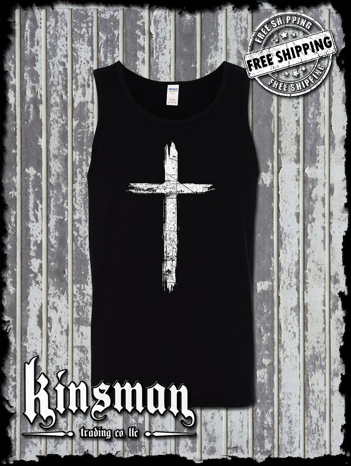 Cross Distressed Crucifix Tank Top T-Shirt / Catholic Christian Jesus God Faith