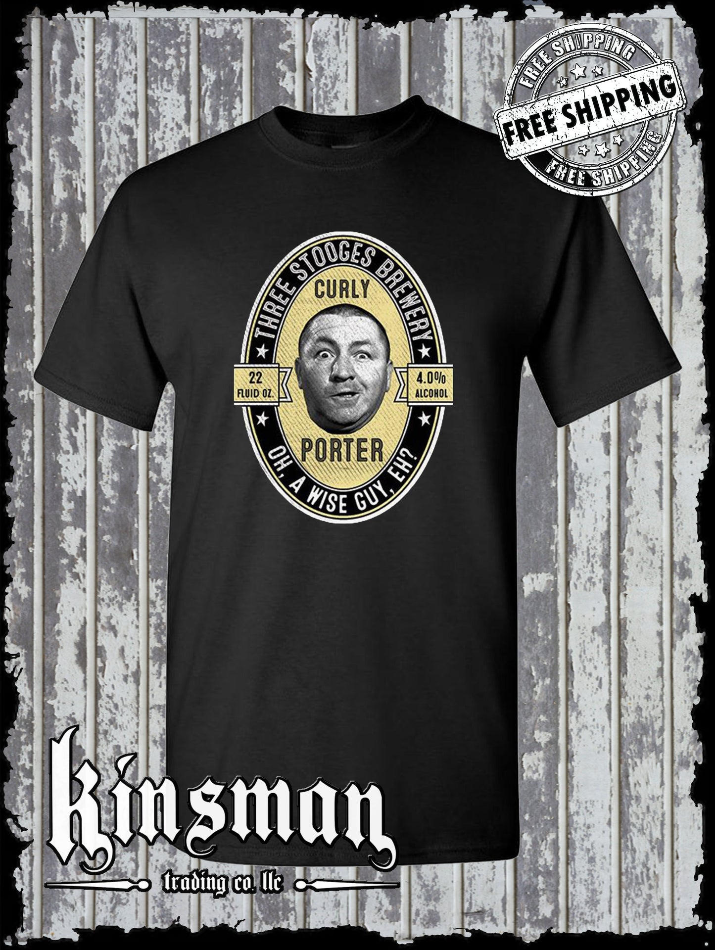 Curly Porter Three Stooges Brewery T-Shirt - Authentic Licensed Product