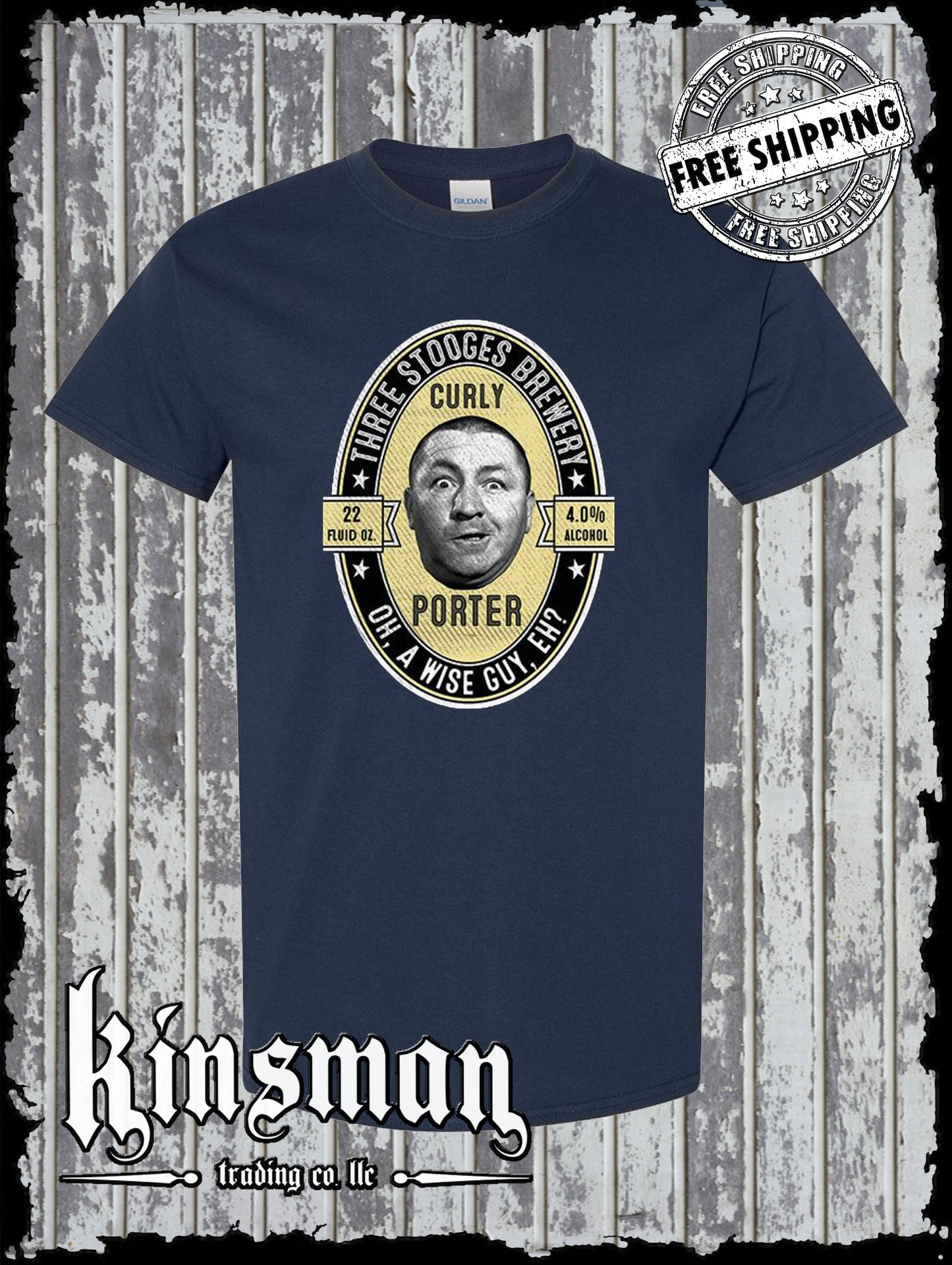 Curly Porter Three Stooges Brewery T-Shirt - Authentic Licensed Product