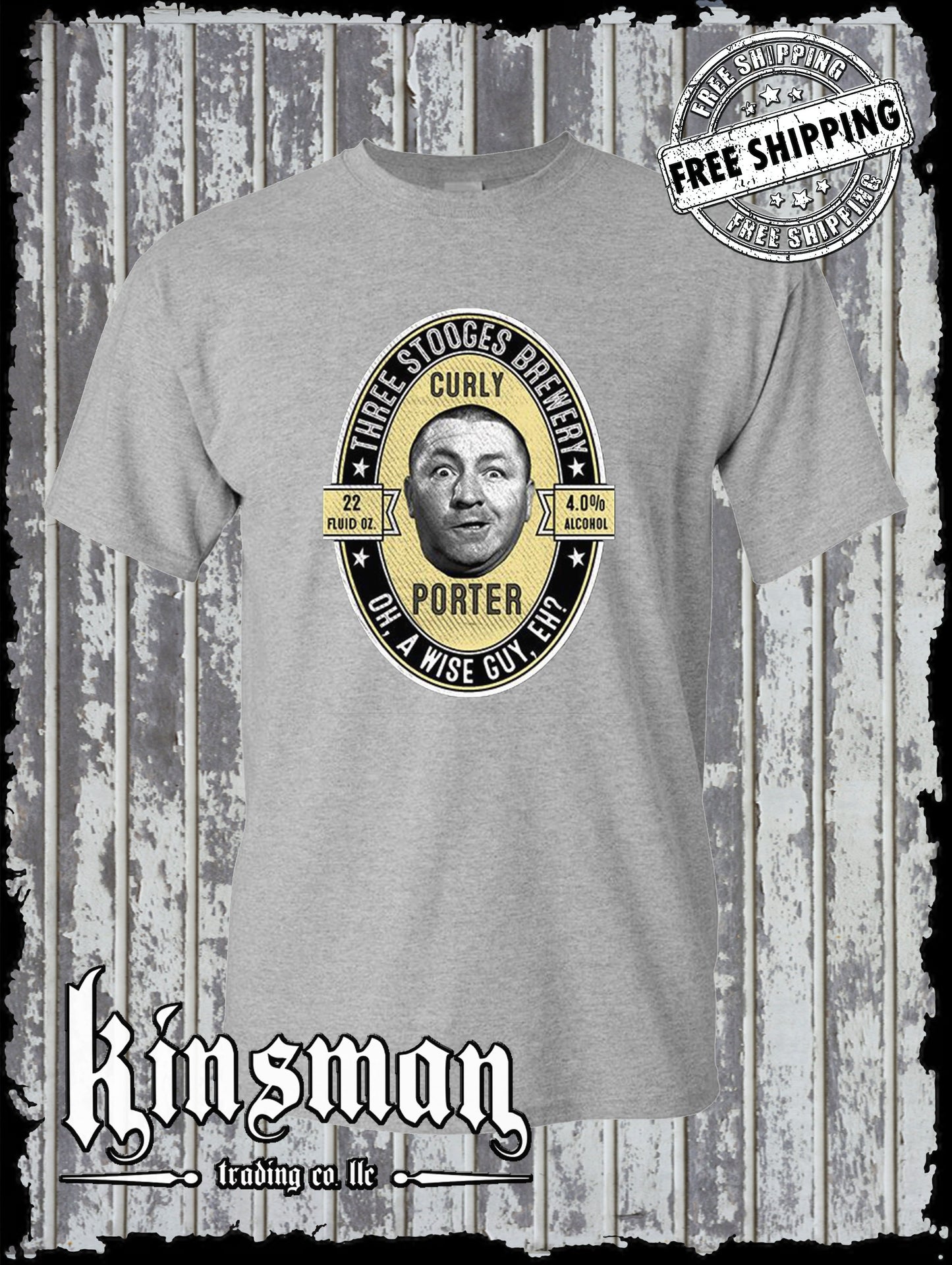 Curly Porter Three Stooges Brewery T-Shirt - Authentic Licensed Product