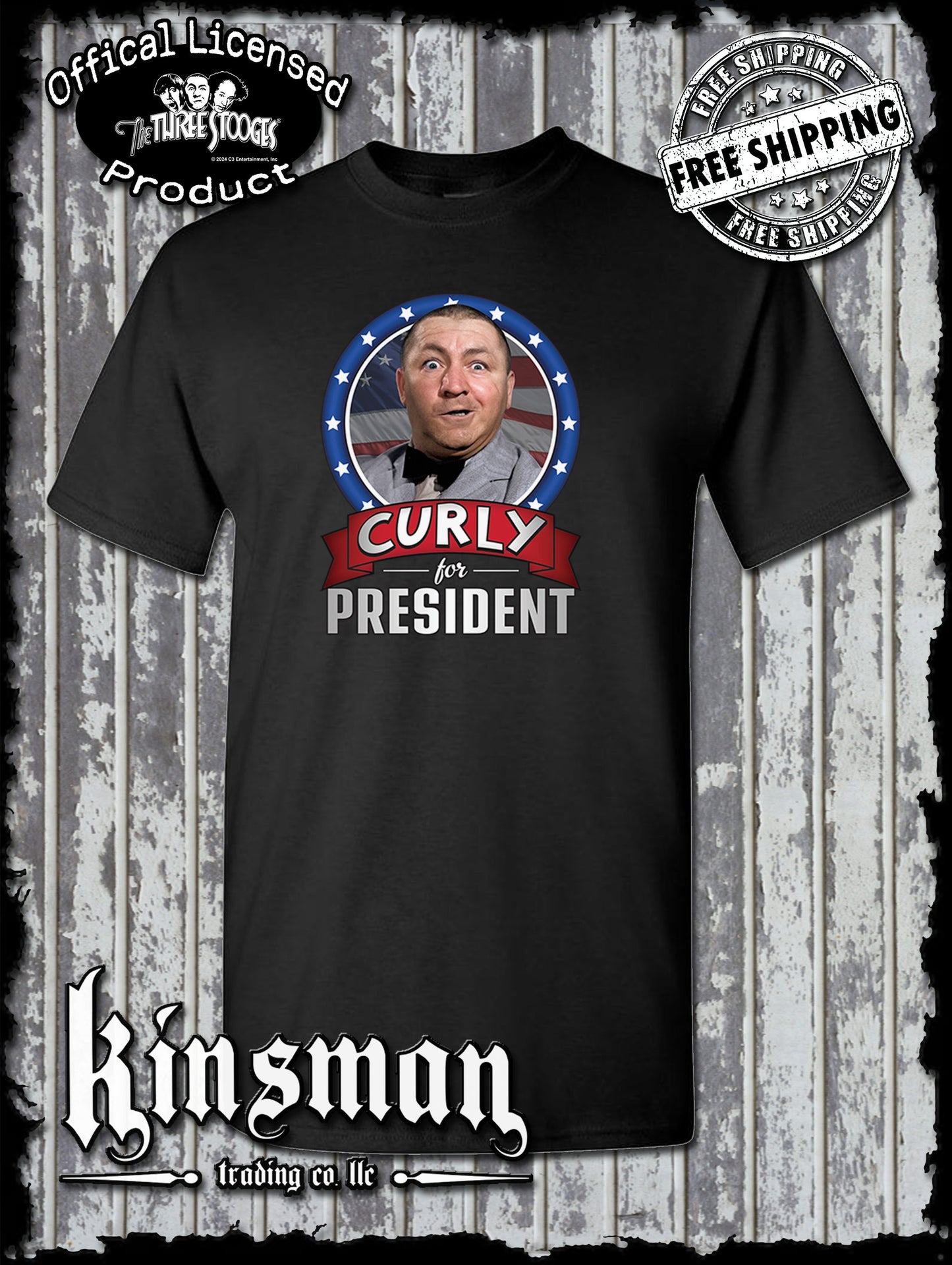 Three Stooges Curly For President T-Shirt