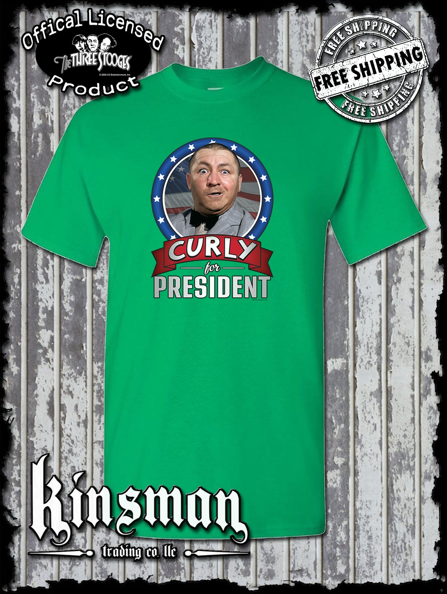 Three Stooges Curly For President T-Shirt