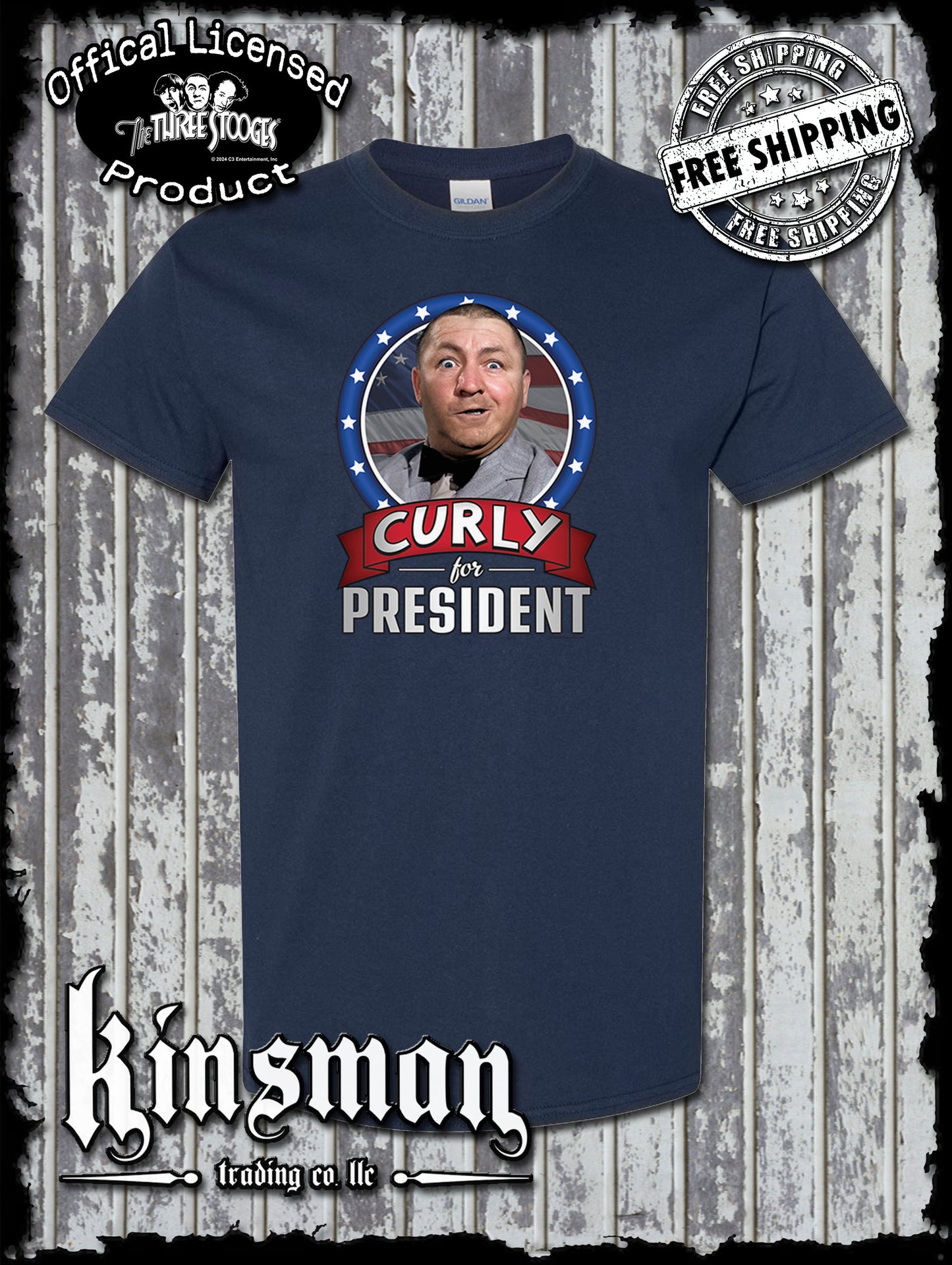 Three Stooges Curly For President T-Shirt