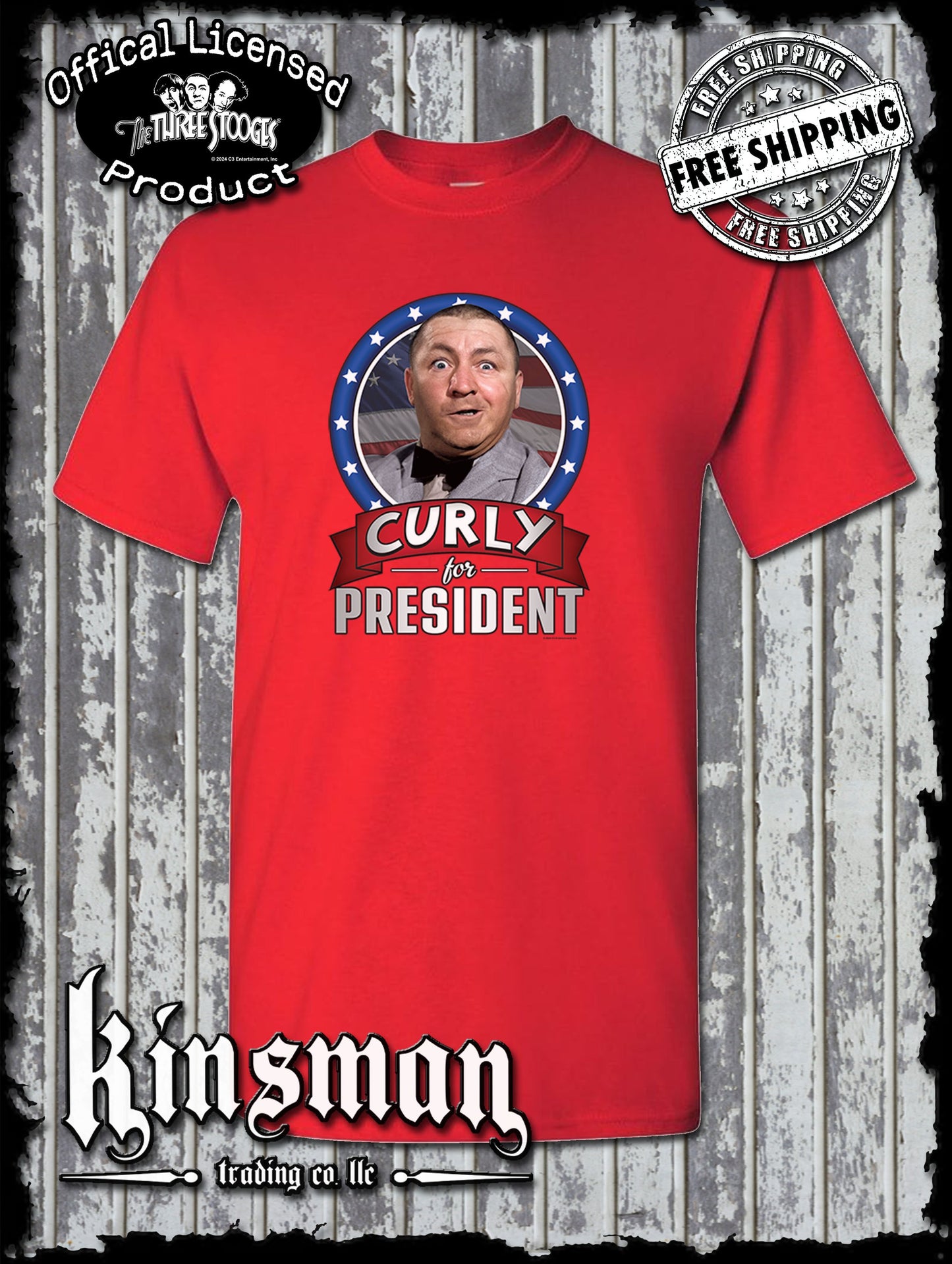 Three Stooges Curly For President T-Shirt