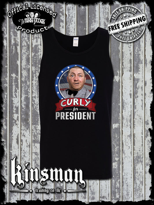 Three Stooges Curly For President Tank Top T-Shirt