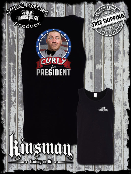 Three Stooges Curly For President 2-Sided Tank Top T-Shirt