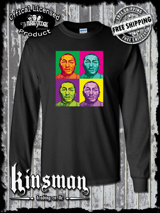 Three Stooges Curly Squared Long Sleeve T-Shirt