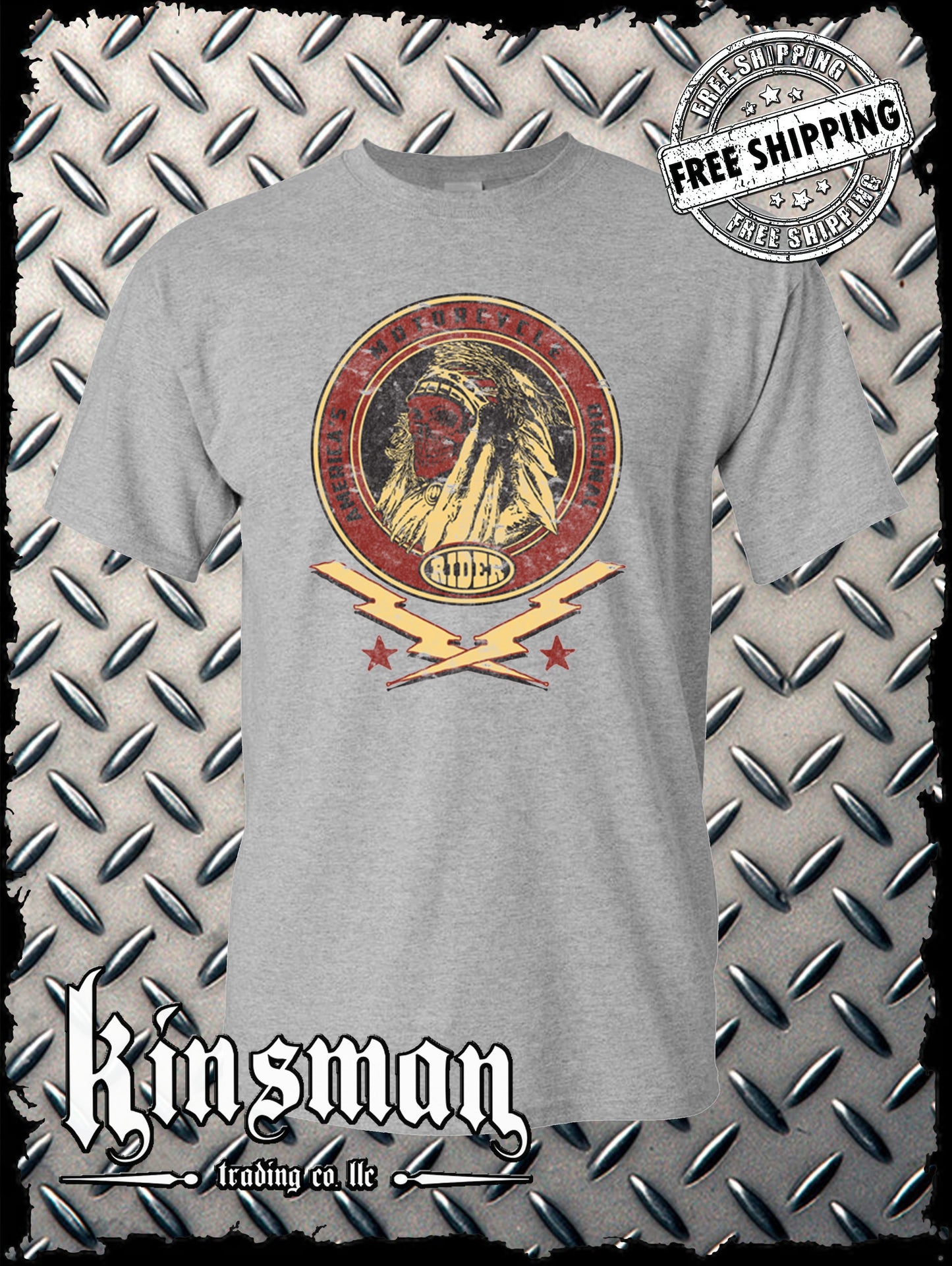 Custom Tradition Motorcycle Biker T-Shirt / Indian Skull War Bonnet