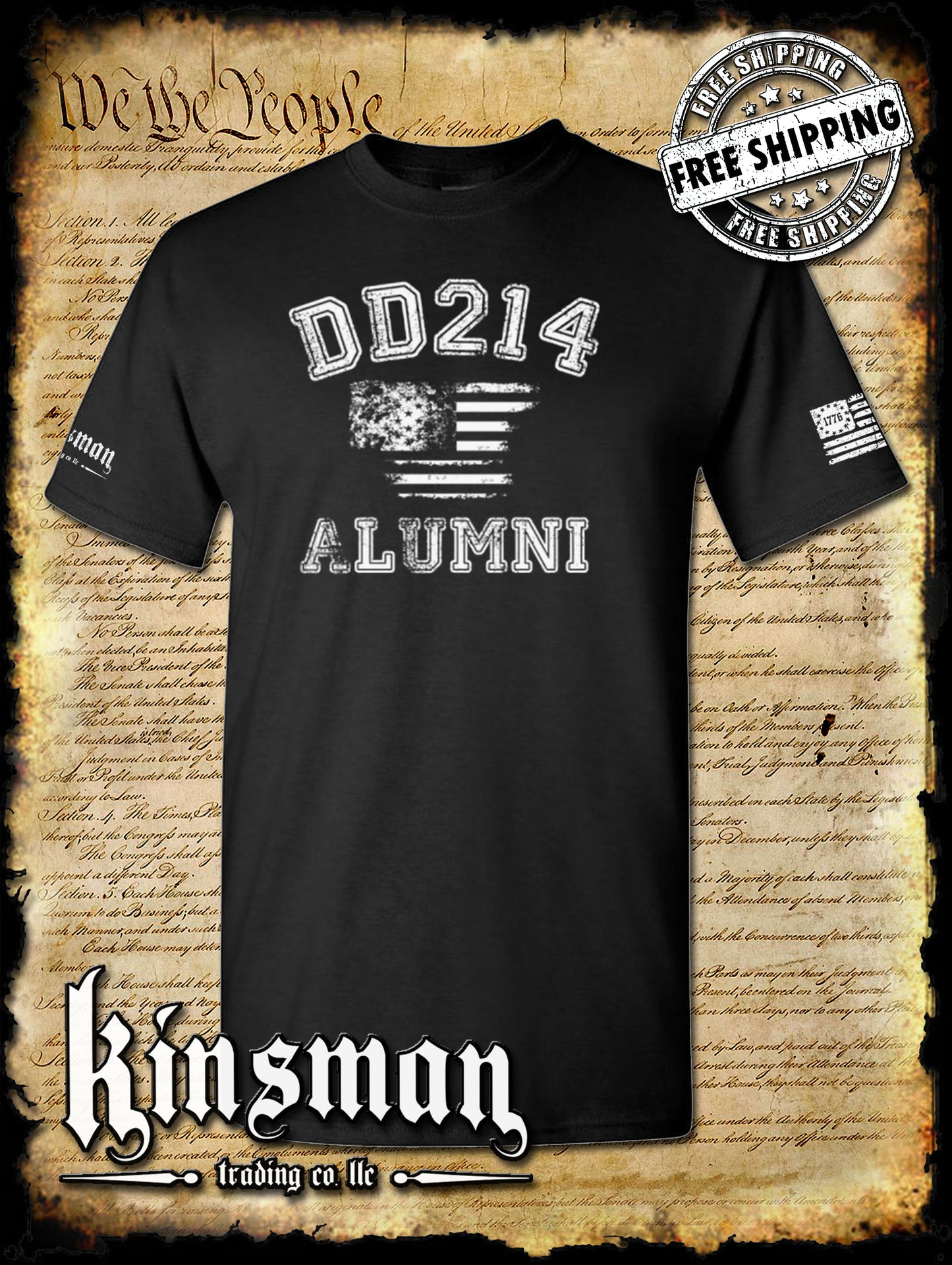 DD214 Alumni Flag US Military T-Shirt Army Marines Navy Air Force Veteran