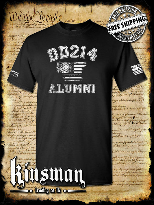 DD214 Alumni Flag US Military T-Shirt Army Marines Navy Air Force Veteran