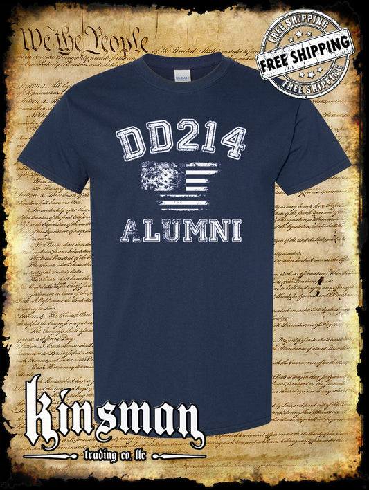 DD214 Alumni Flag US Military T-Shirt Army Marines Navy Air Force Veteran
