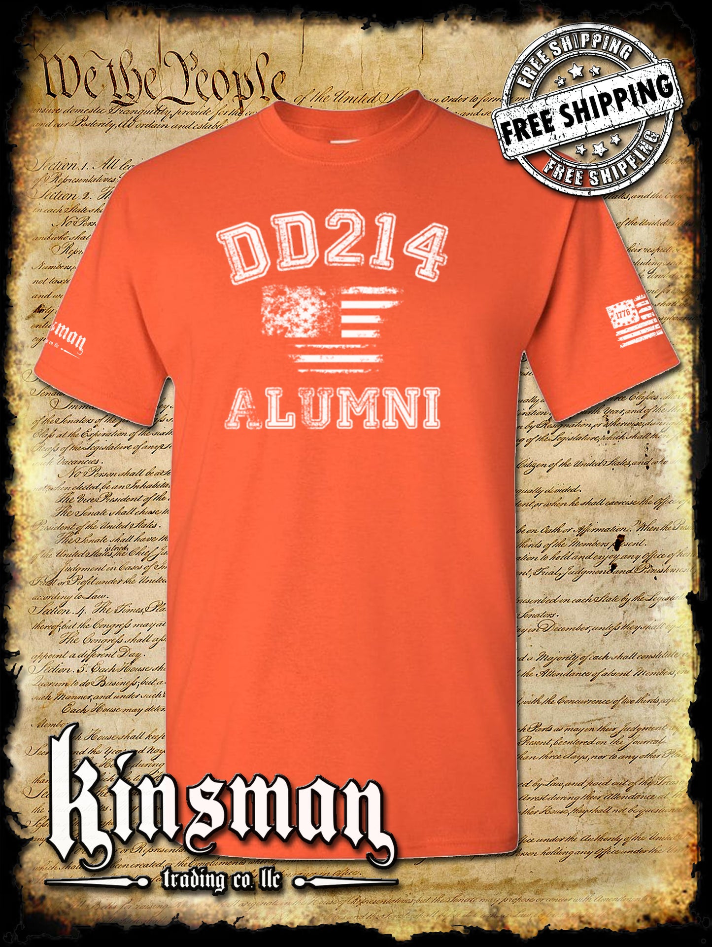DD214 Alumni Flag US Military T-Shirt Army Marines Navy Air Force Veteran