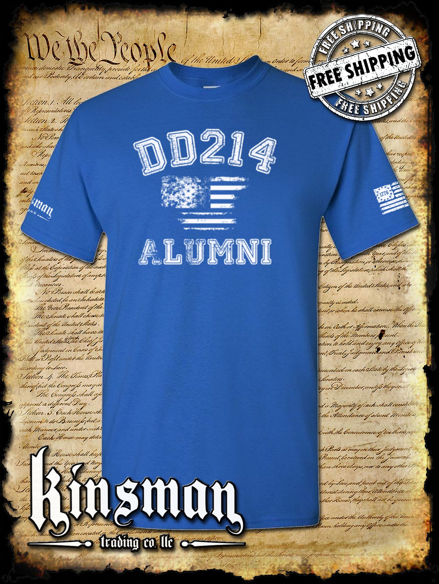 DD214 Alumni Flag US Military T-Shirt Army Marines Navy Air Force Veteran