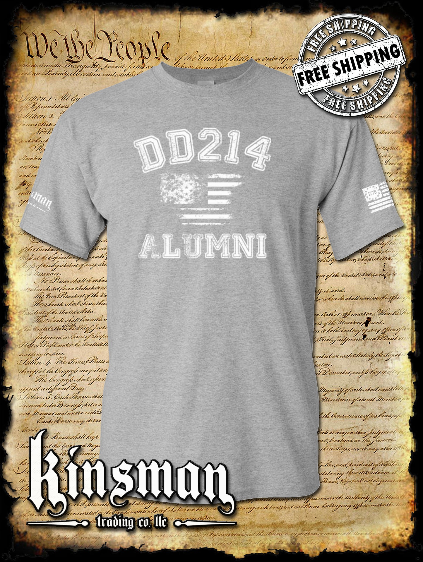 DD214 Alumni Flag US Military T-Shirt Army Marines Navy Air Force Veteran