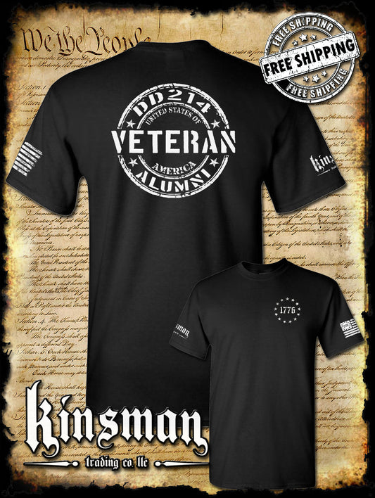 DD214 Alumni Veteran USA Military 2-Sided T-Shirt Army Marines Navy Air Force Veterans Day