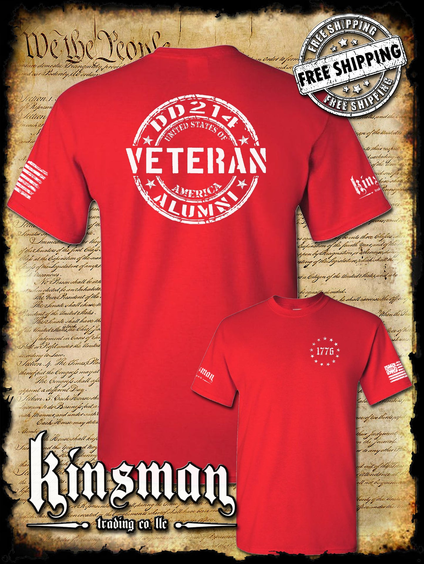 DD214 Alumni Veteran USA Military 2-Sided T-Shirt Army Marines Navy Air Force Veterans Day