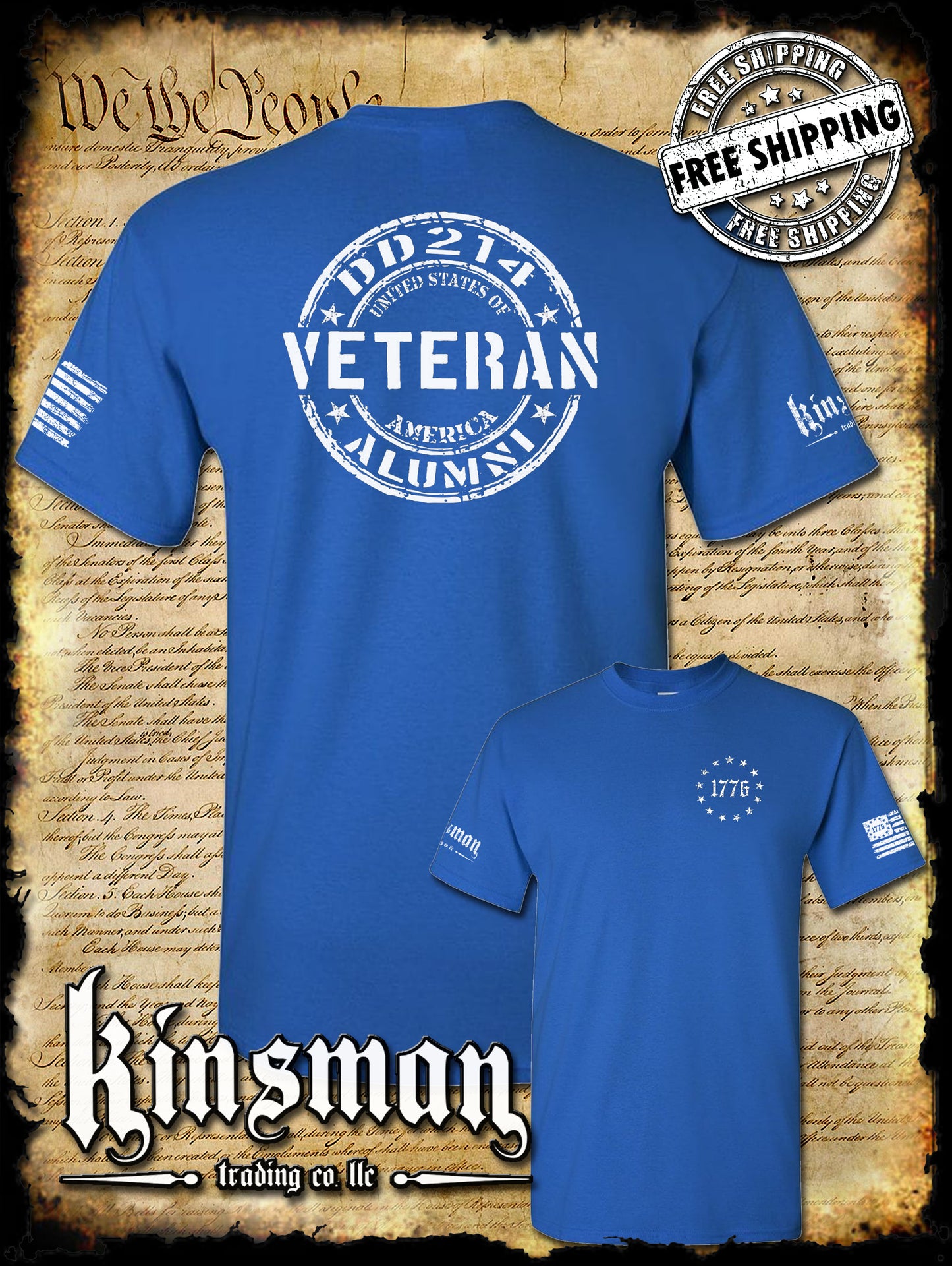 DD214 Alumni Veteran USA Military 2-Sided T-Shirt Army Marines Navy Air Force Veterans Day