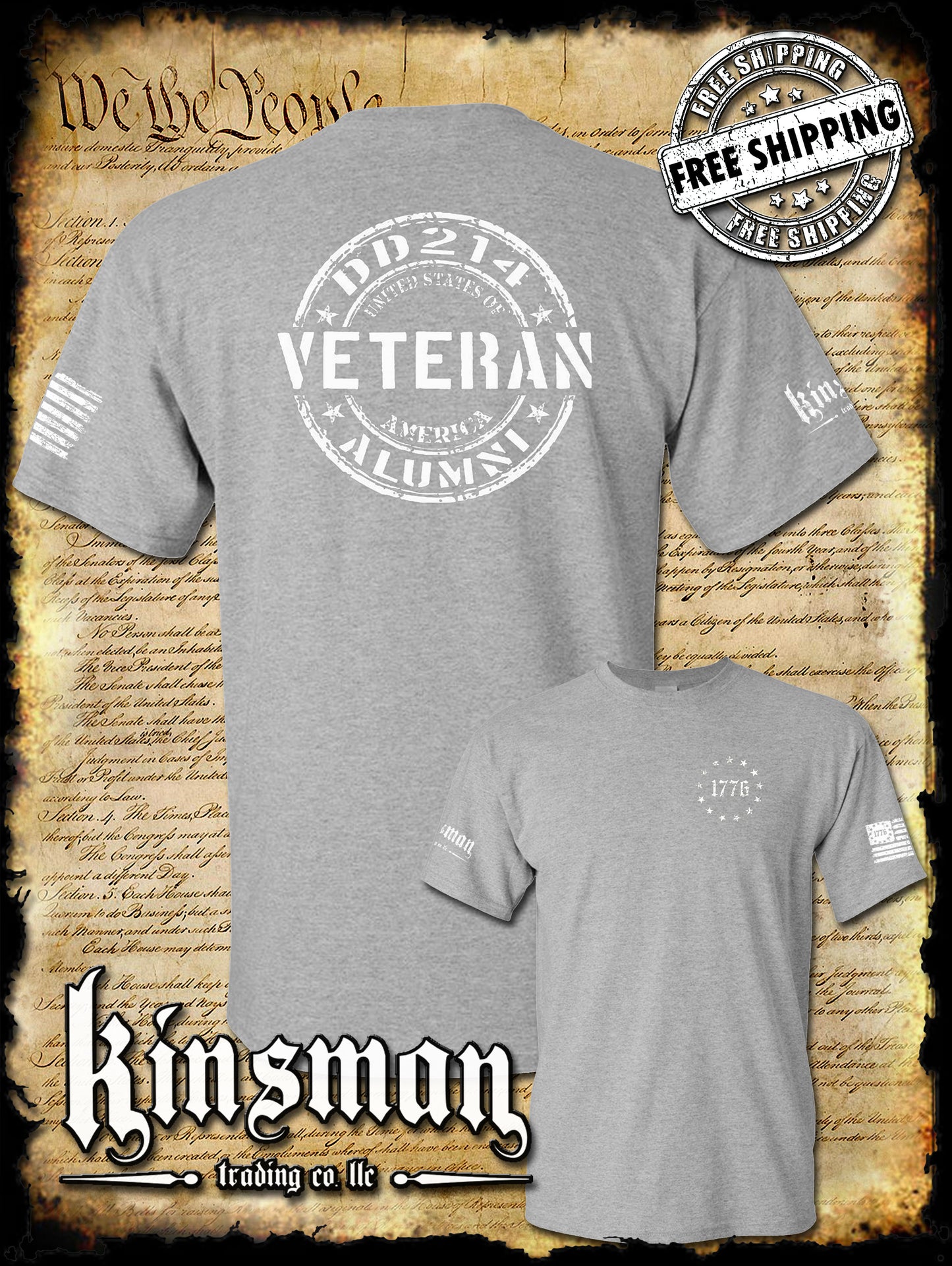 DD214 Alumni Veteran USA Military 2-Sided T-Shirt Army Marines Navy Air Force Veterans Day