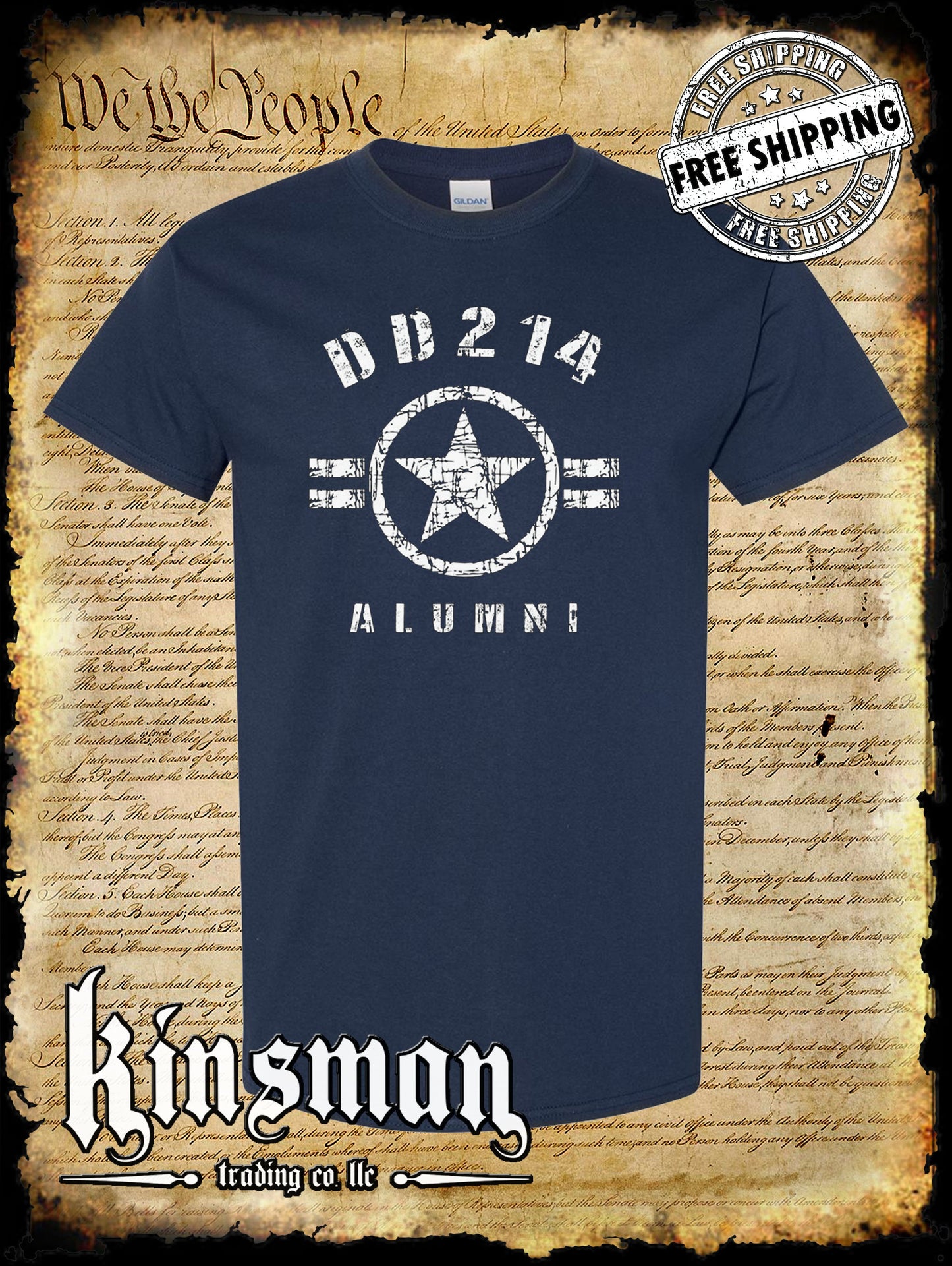 DD214 Alumni T-Shirt / US Army Marines Navy Military Coast Guard Flag