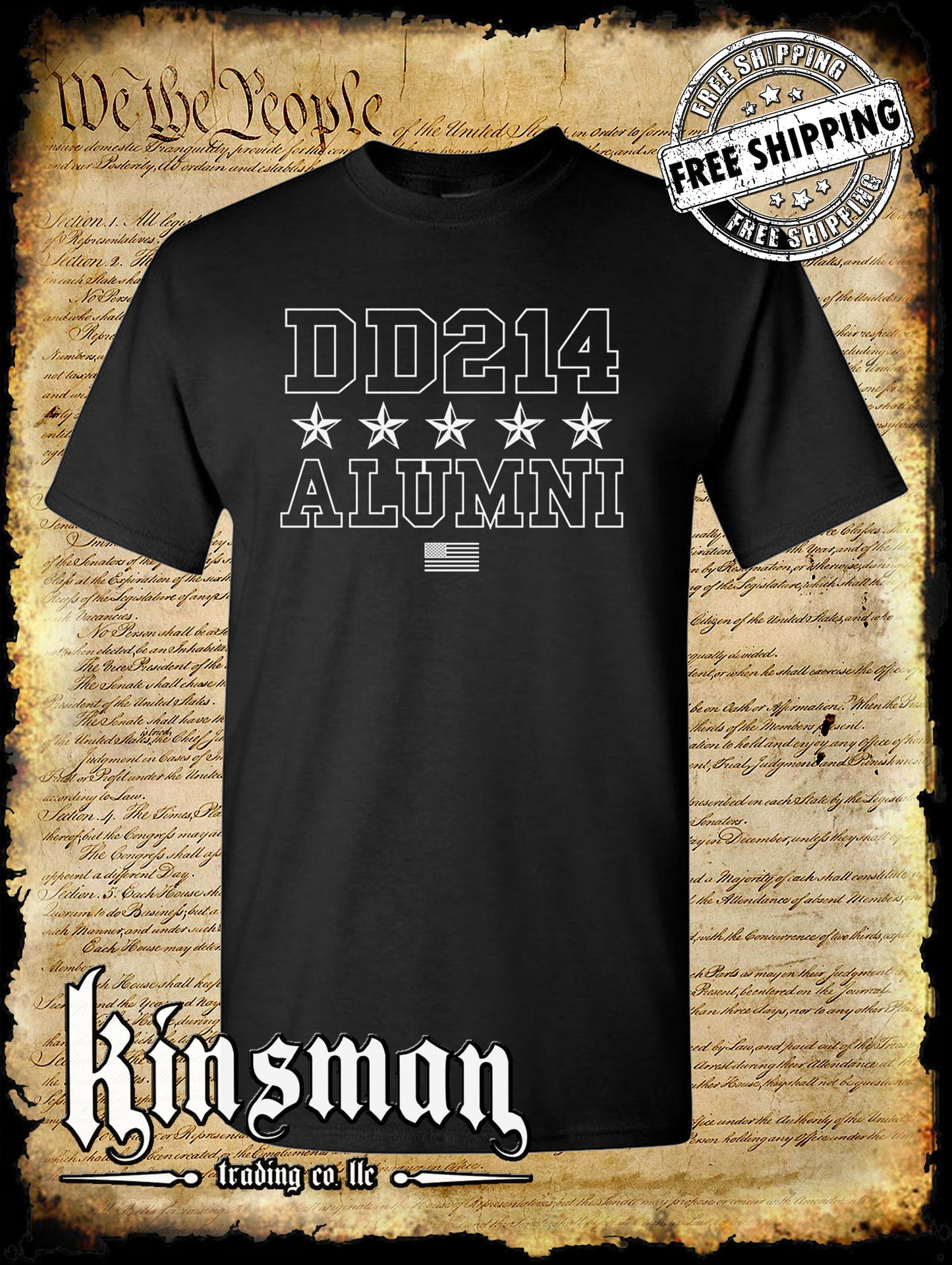DD214 Alumni Stars USA Military T-Shirt Army Marines Navy Air Force Veteran