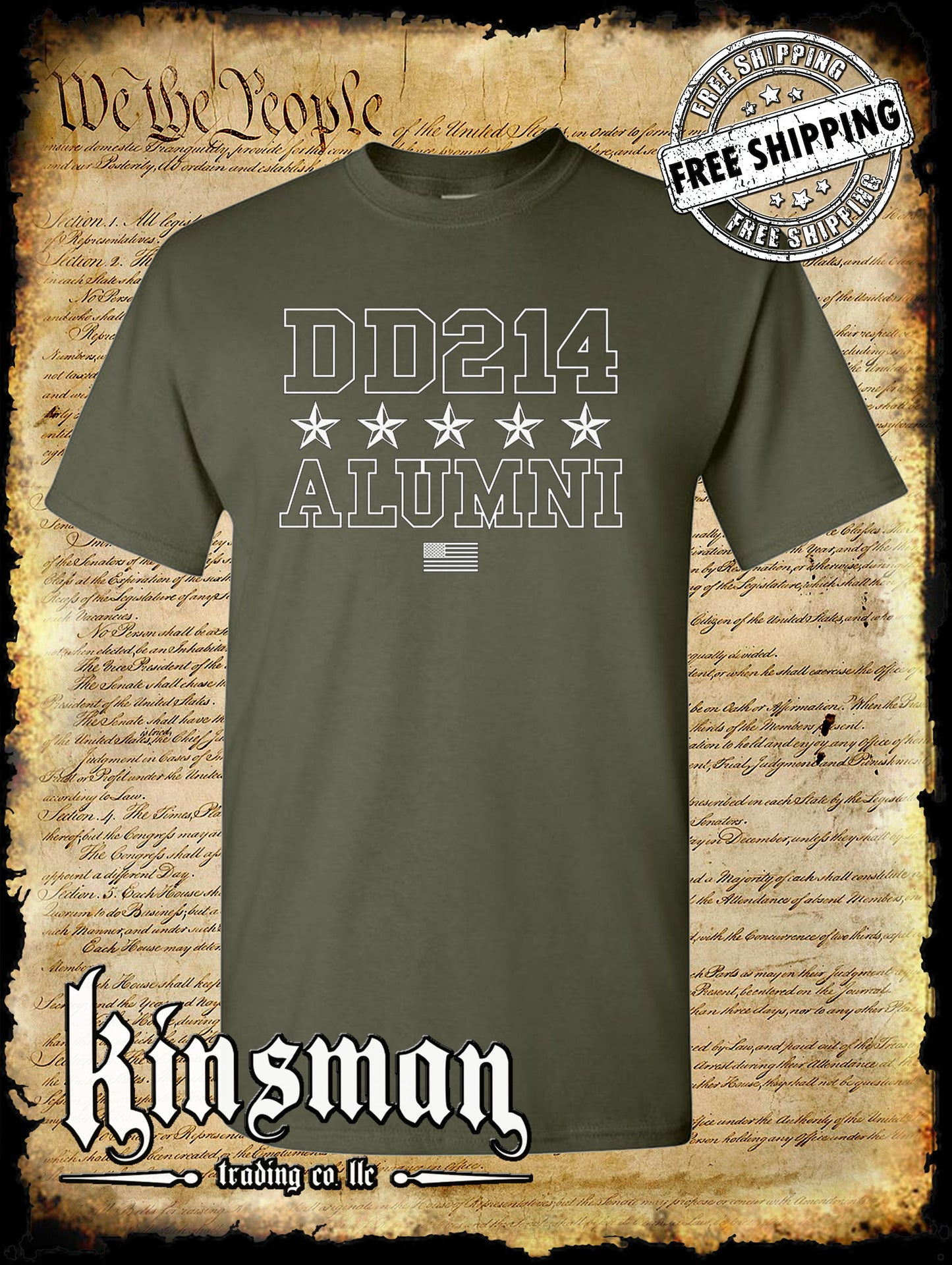 DD214 Alumni Stars USA Military T-Shirt Army Marines Navy Air Force Veteran