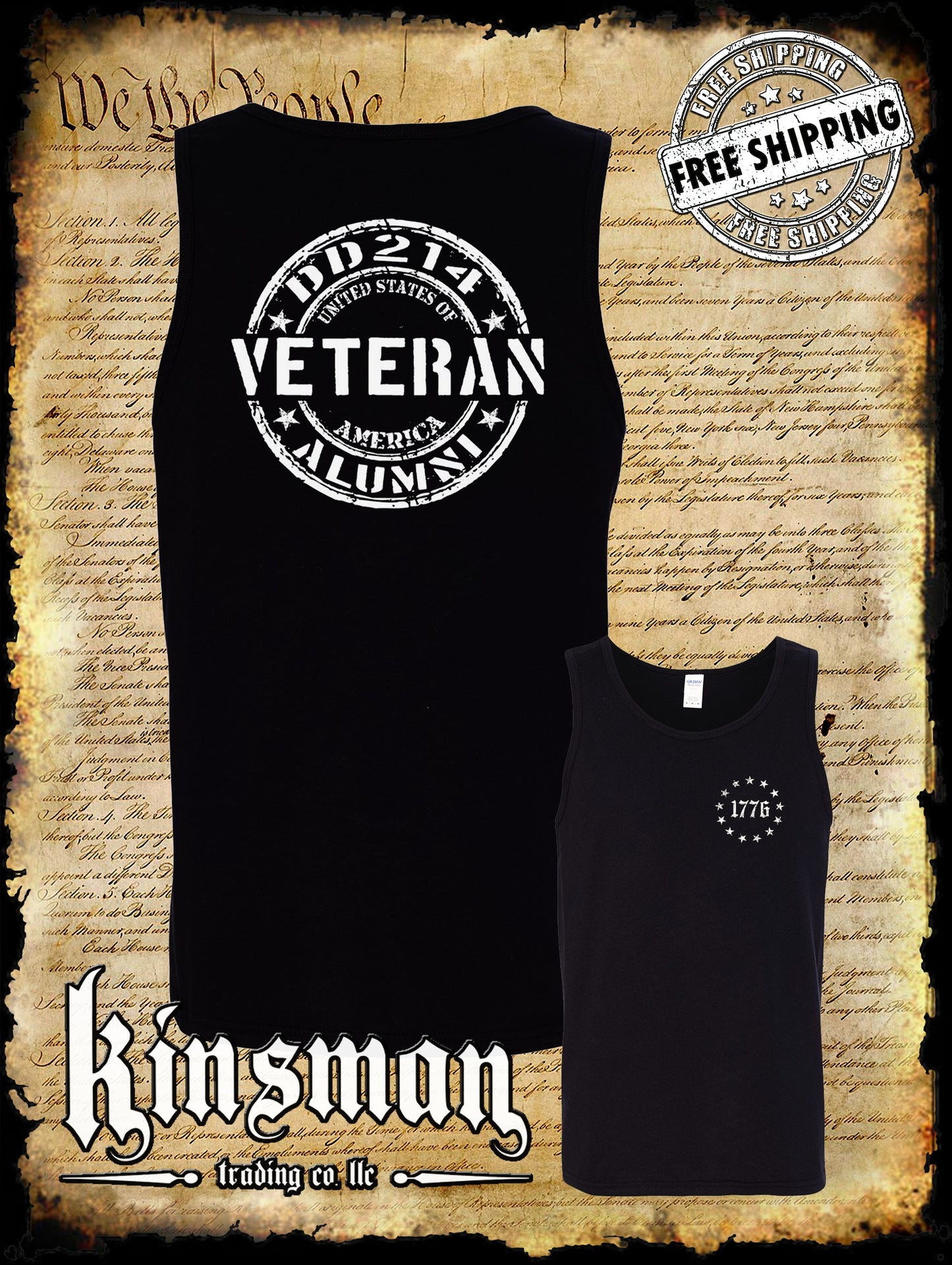 DD214 Alumni Veteran USA Military 2-Sided Tank Top T-Shirt Army Marines Navy Air Force Veterans Day