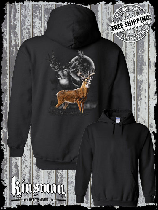 Whitetail Deer Wilderness Moon Hoodie / Sweatshirt Outdoor Nature