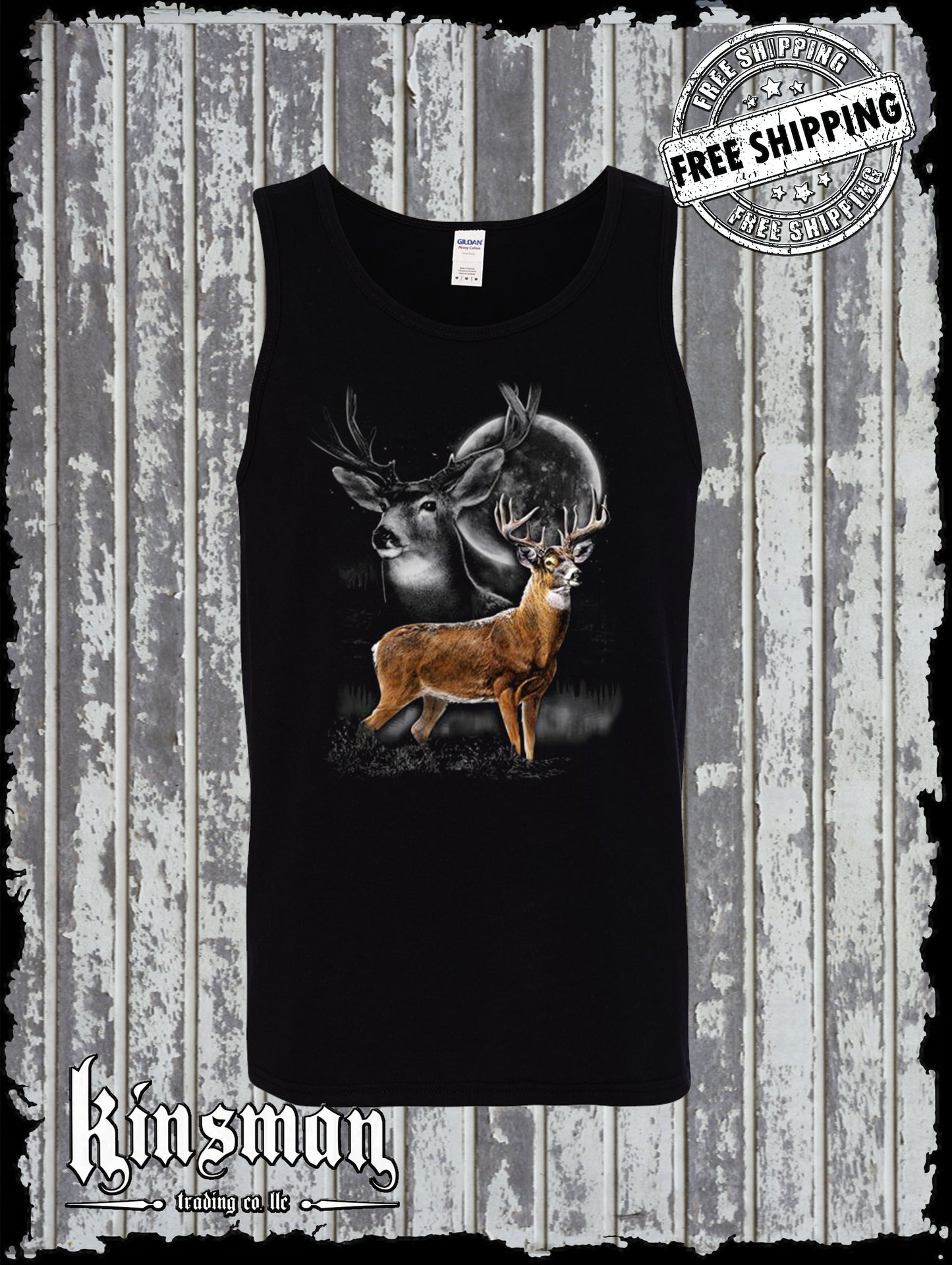 Whitetail Deer Wilderness Moon Tank Top T-Shirt Outdoor Nature