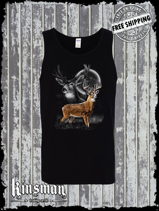 Whitetail Deer Wilderness Moon Tank Top T-Shirt Outdoor Nature