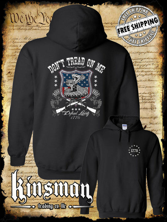 Defend Liberty Don't Tread on Me 2-Sided Hoodie / Sweatshirt 2nd Amendment 2A Rattlesnake