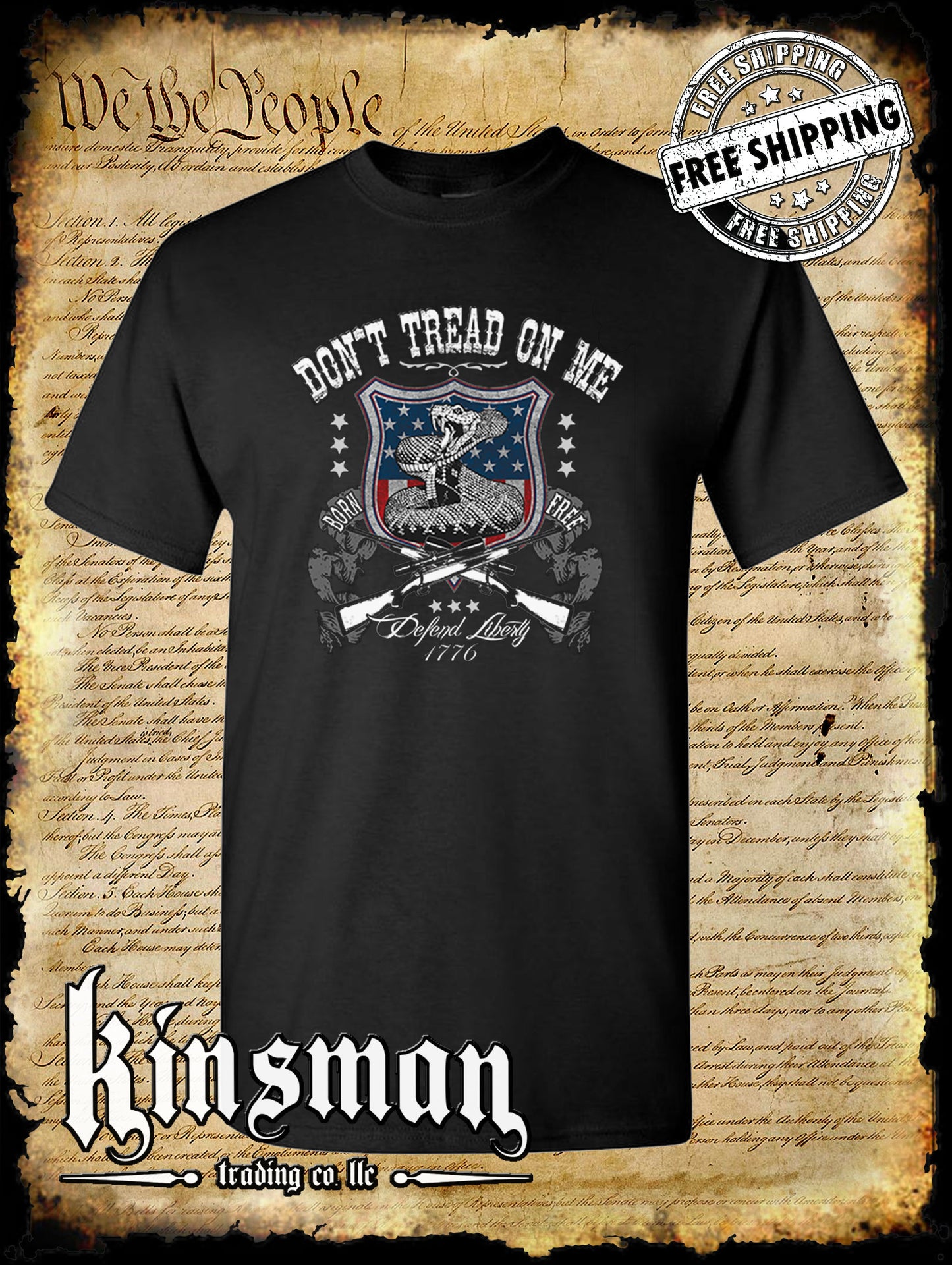 Defend Liberty Don't Tread on Me T-Shirt / 2nd Amendment Rattlesnake