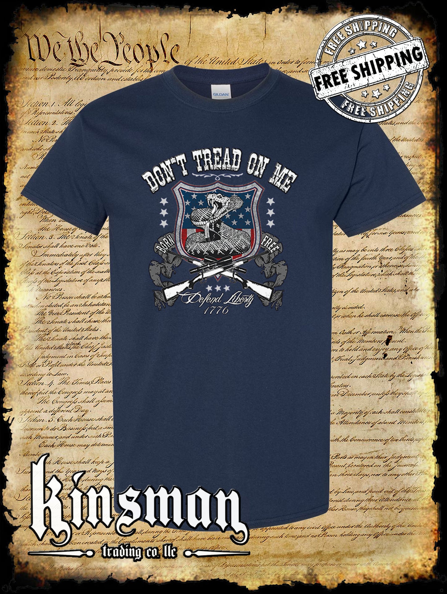Defend Liberty Don't Tread on Me T-Shirt / 2nd Amendment Rattlesnake