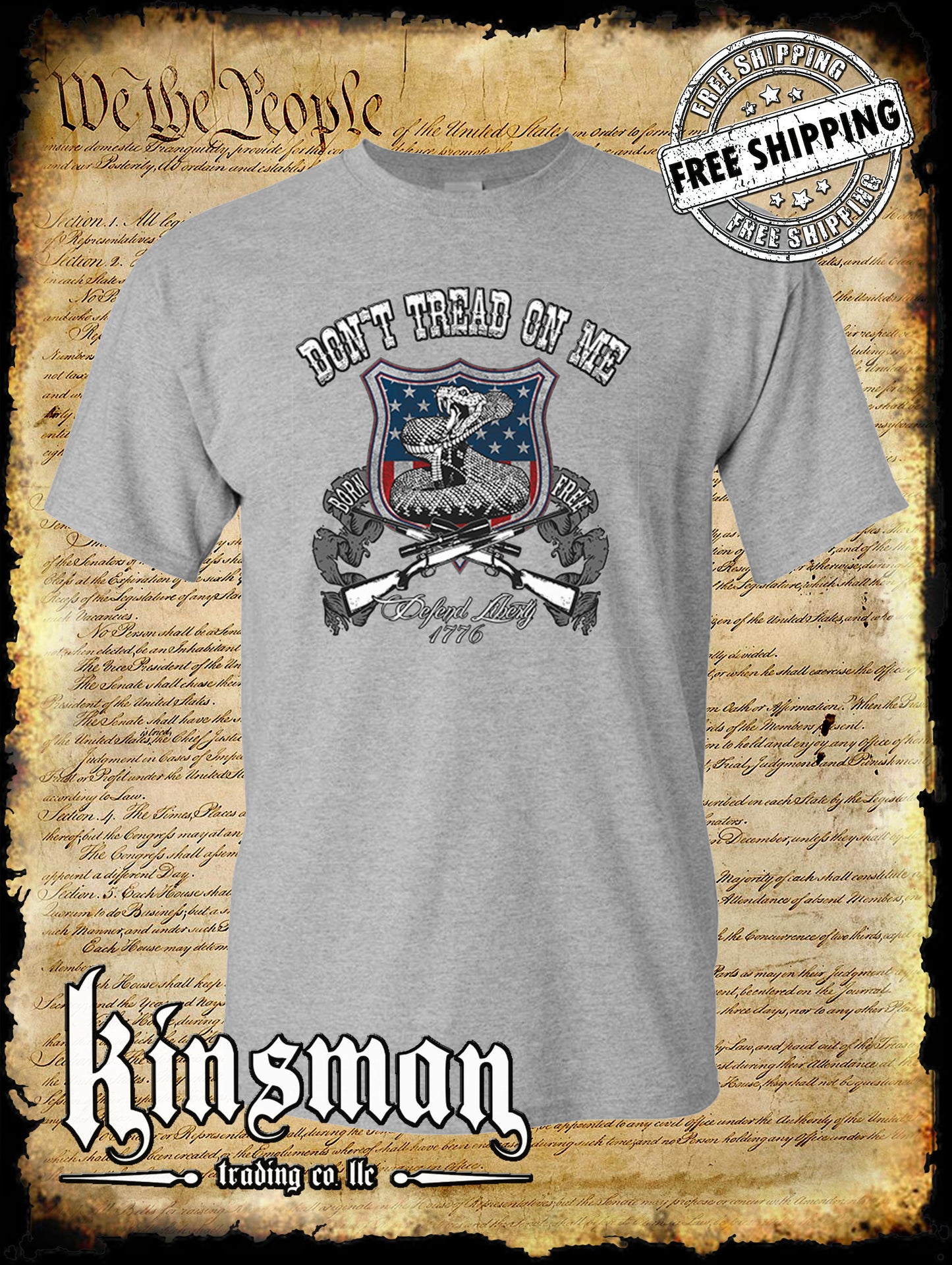 Defend Liberty Don't Tread on Me T-Shirt / 2nd Amendment Rattlesnake