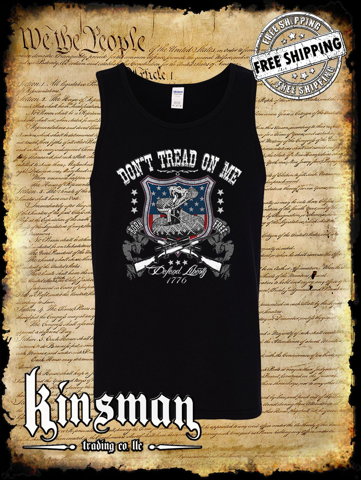 Defend Liberty Don't Tread on Me Tank Top T-Shirt / 2nd Amendment Rattlesnake